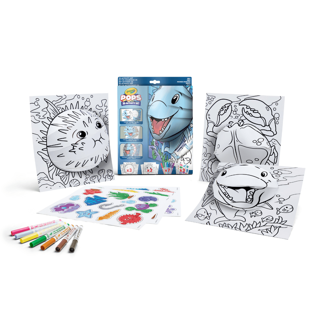 Crayola pops 3d activity set delfino e mondo marino – colora e crea disegni tridimensionali - CRAYOLA