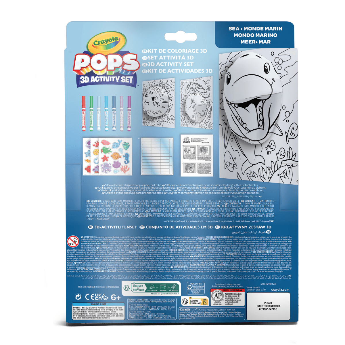 Crayola pops 3d activity set delfino e mondo marino – colora e crea disegni tridimensionali - CRAYOLA
