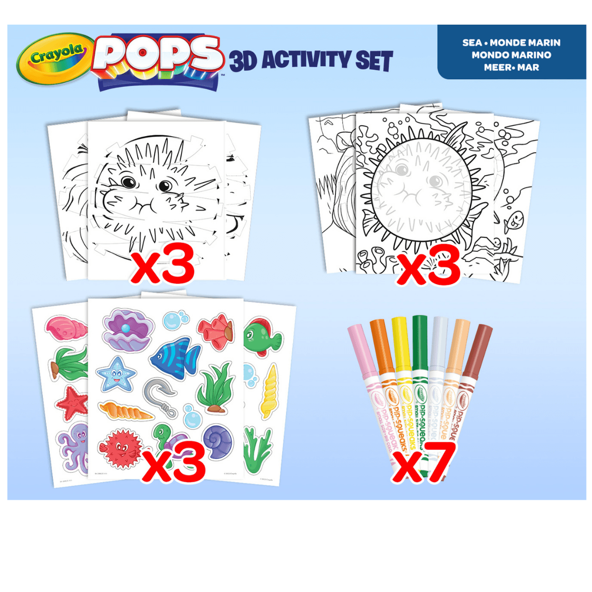 Crayola pops 3d activity set delfino e mondo marino – colora e crea disegni tridimensionali - CRAYOLA