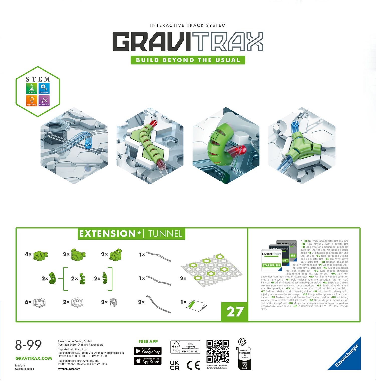 Ravensburger gravitrax tunnel, gioco innovativo ed educativo stem, 8+ anni, accessorio - GRAVITRAX, RAVENSBURGER