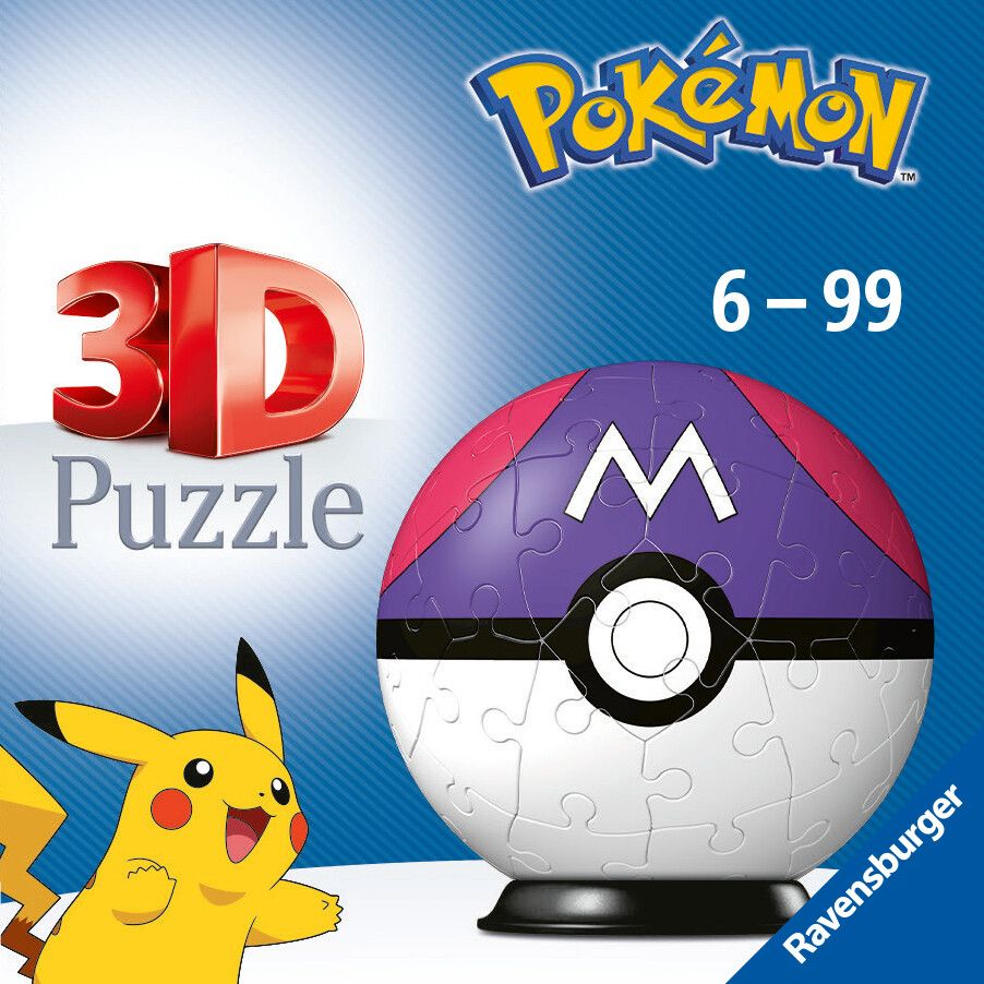 Ravensburger - 3d puzzle pokémon masterball viola, 54 pezzi, 6+ anni - POKEMON, RAVENSBURGER, RAVENSBURGER 3D PUZZLE
