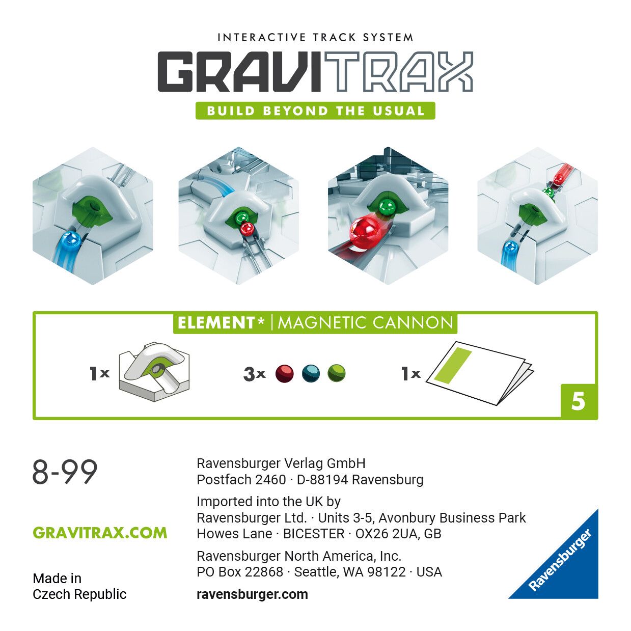Ravensburger gravitrax magnetic cannon, gioco innovativo ed educativo stem, 8+ anni, accessorio - GRAVITRAX, RAVENSBURGER