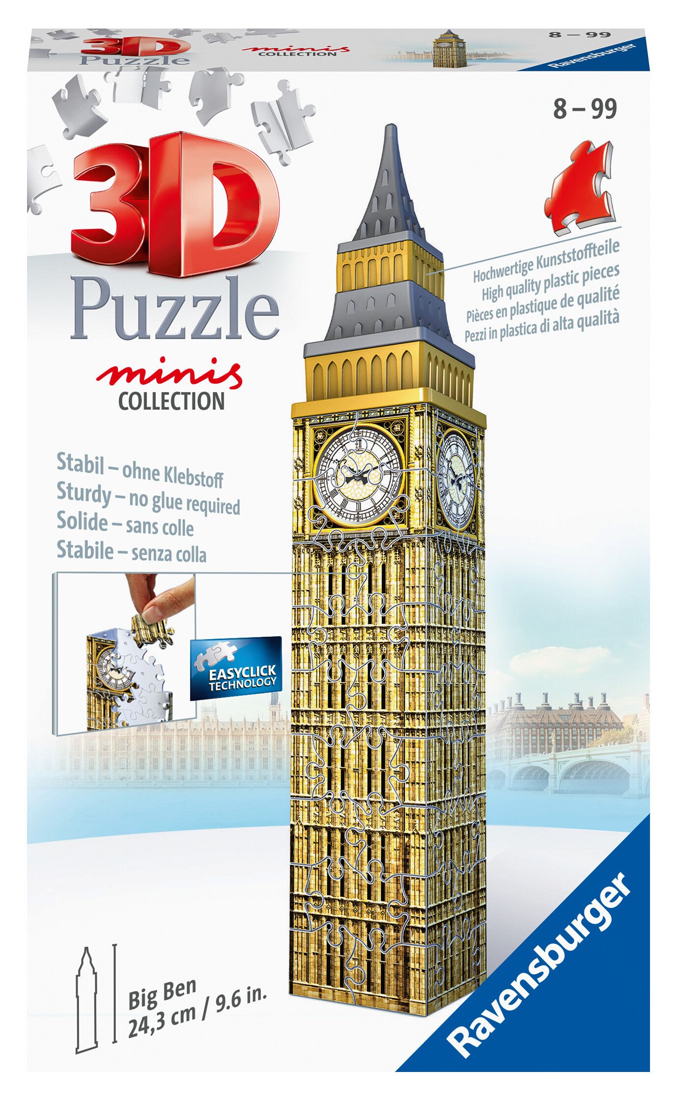 Ravensburger - 3d puzzle mini big ben, 54 pezzi, 8 anni - RAVENSBURGER, RAVENSBURGER 3D PUZZLE