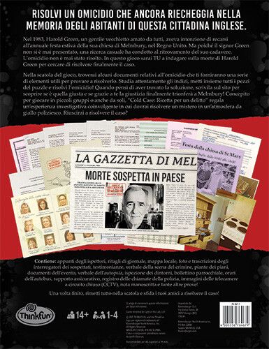 Thinkfun - cold case 2: ricetta per un delitto, gioco di logica e indagine per adulti, 1-4 giocatori, età 14+ anni - RAVENSBURGER