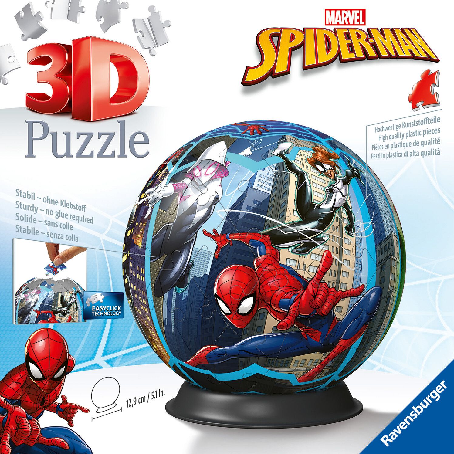 Ravensburger - 3d puzzle puzzle ball spiderman, 72 pezzi, 6+ anni - RAVENSBURGER 3D PUZZLE, Avengers, Spiderman