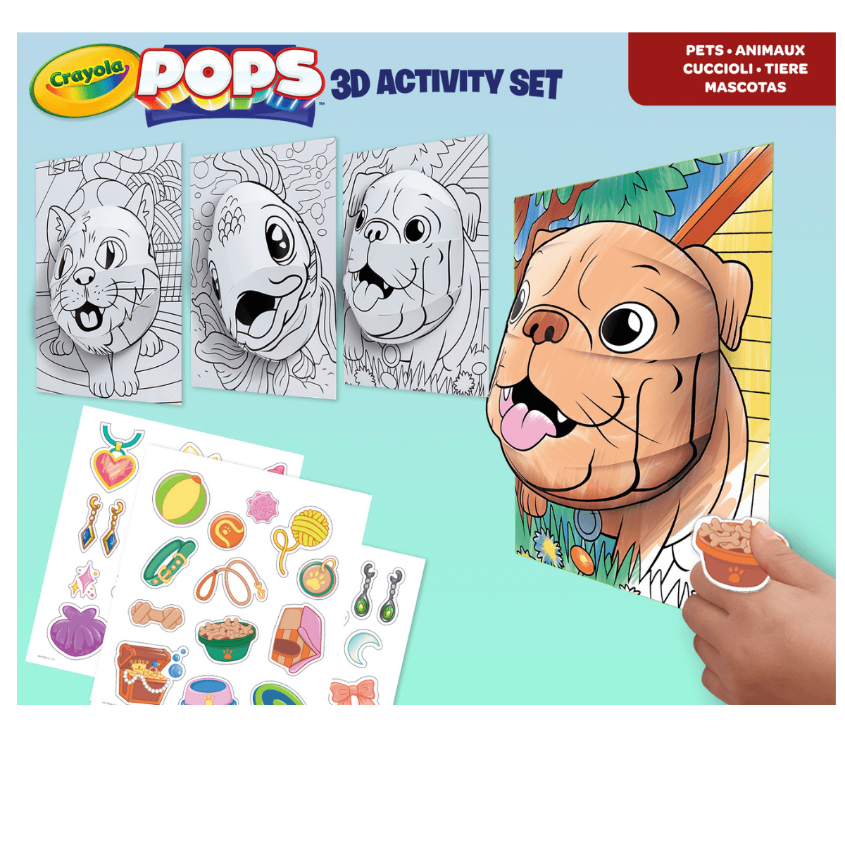 Crayola pops 3d activity set cuccioli - 3 soggetti - colora e crea disegni tridimensionali - CRAYOLA