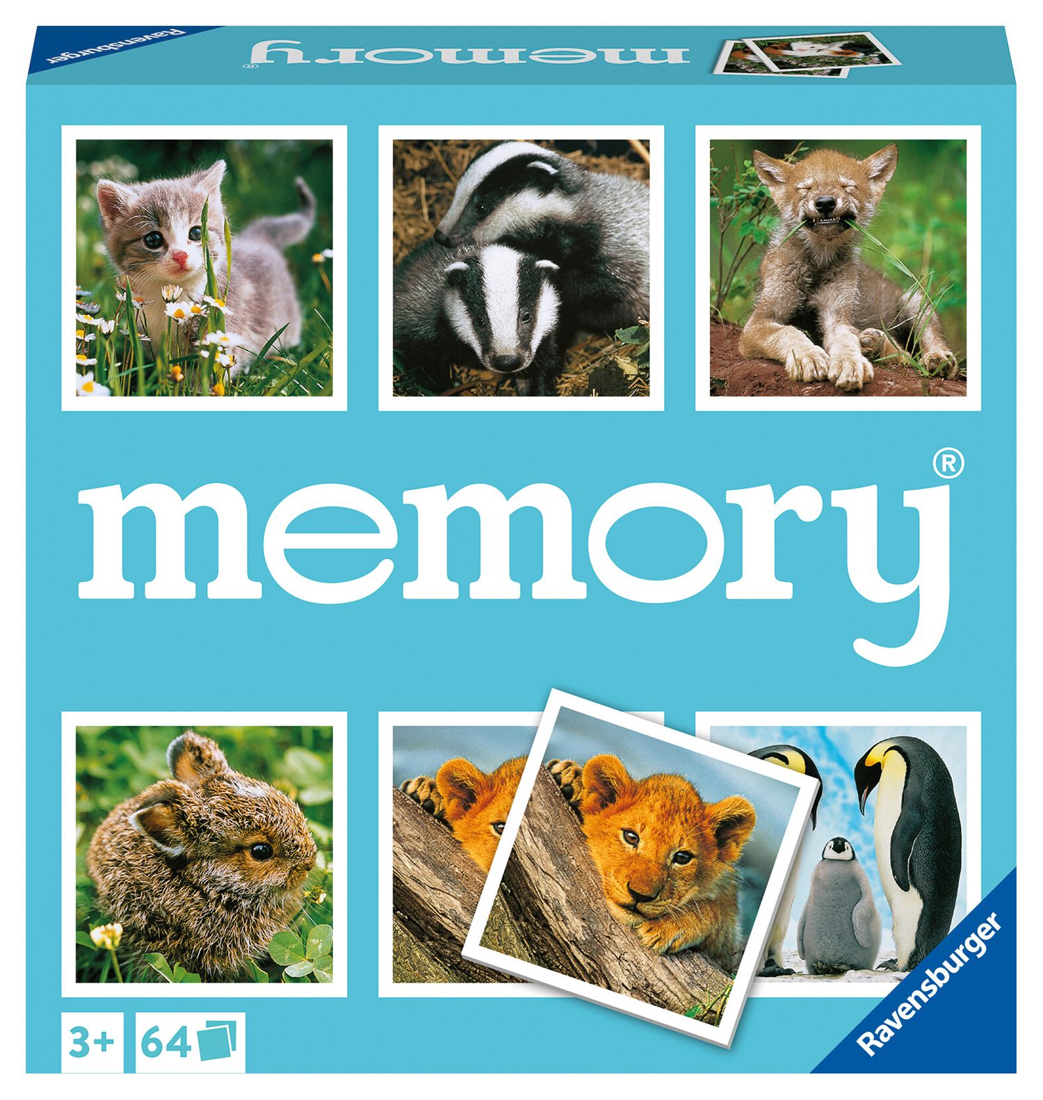 Ravensburger - memory® animal babies, 64 tessere, gioco da tavolo, 3+ anni - RAVENSBURGER