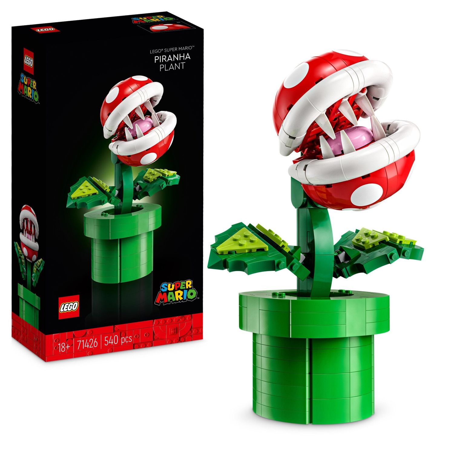 Lego super mario 71426 pianta piranha, personaggio snodabile con tubo e 2 monete, kit modellismo per adulti, idea regalo - LEGO® Super Mario™, Super Mario, Lego