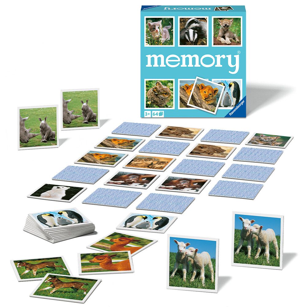 Ravensburger - memory® animal babies, 64 tessere, gioco da tavolo, 3+ anni - RAVENSBURGER