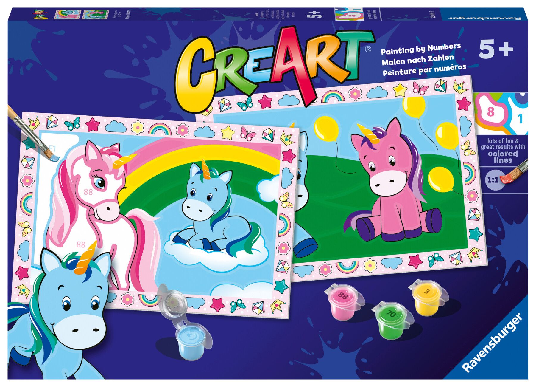 Ravensburger  - creart serie junior, mostriciattoli, kit dipingere con i numeri, gioco creativo per maschi e femmine dai 5+ anni di età - RAVENSBURGER