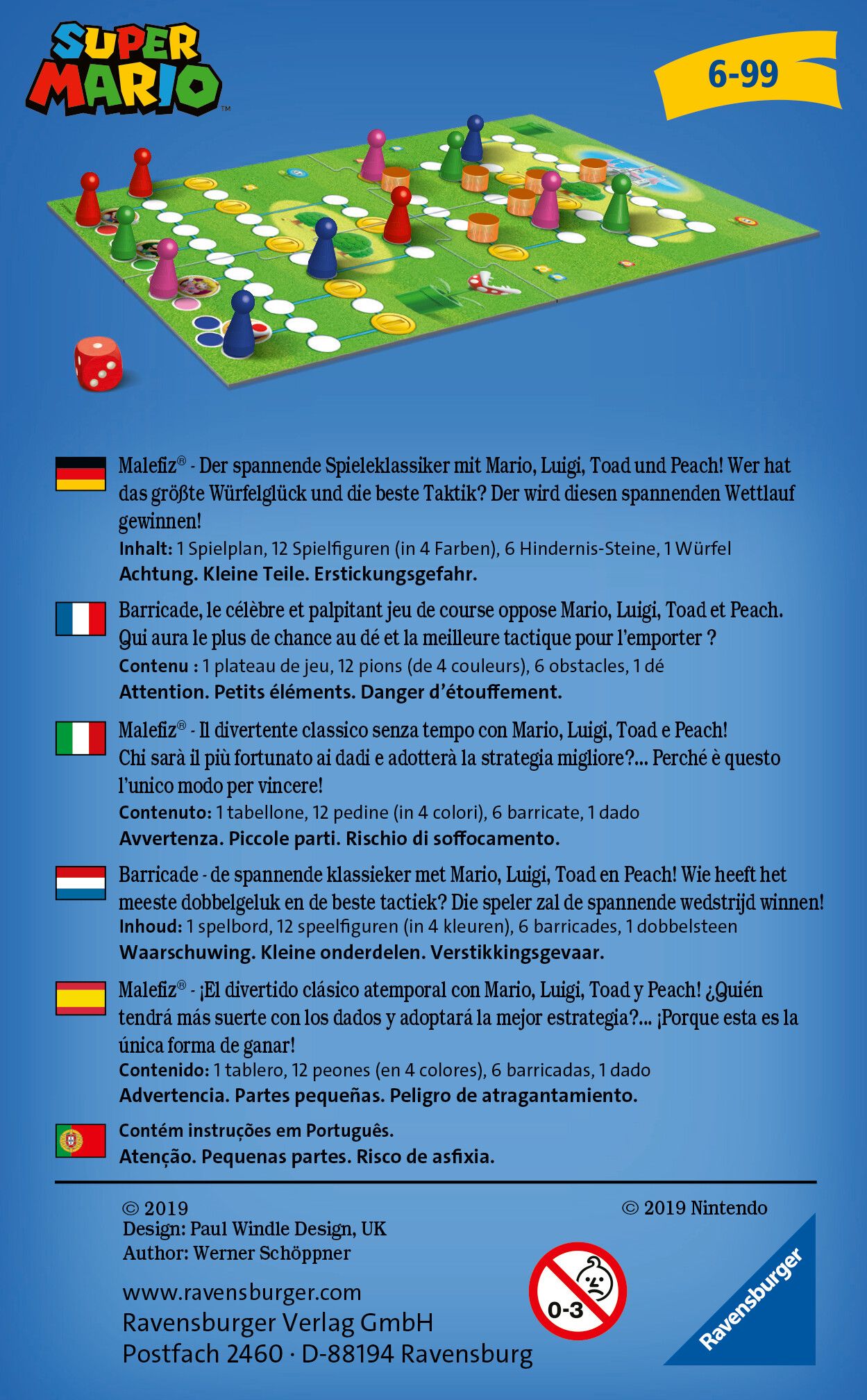 Ravensburger - super mario travel, gioco da tavolo tascabile, 2-4 giocatori, 6+ anni - RAVENSBURGER, Super Mario
