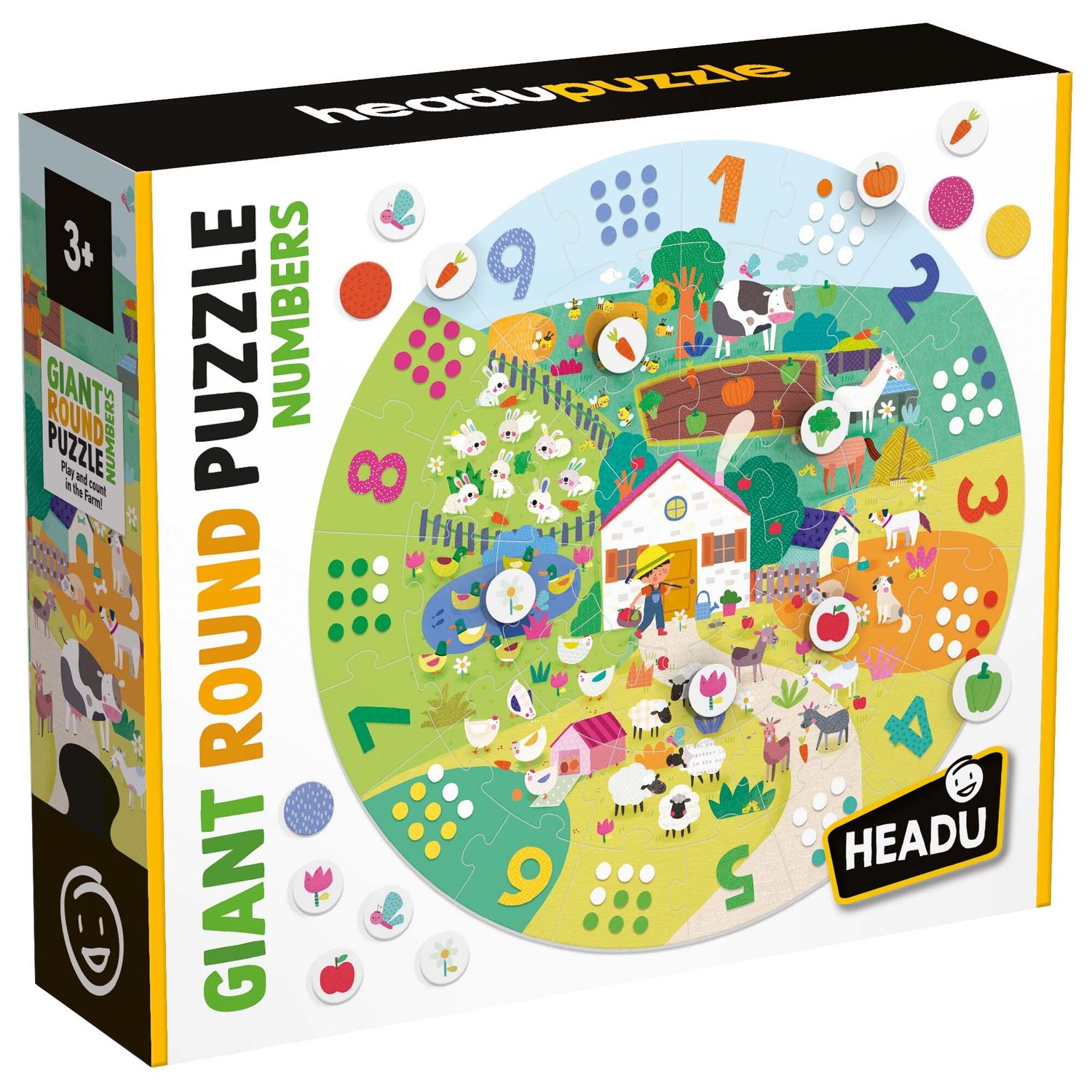Giant round puzzle numbers.	gioca e conta nella fattoria!	made in italy - HEADU