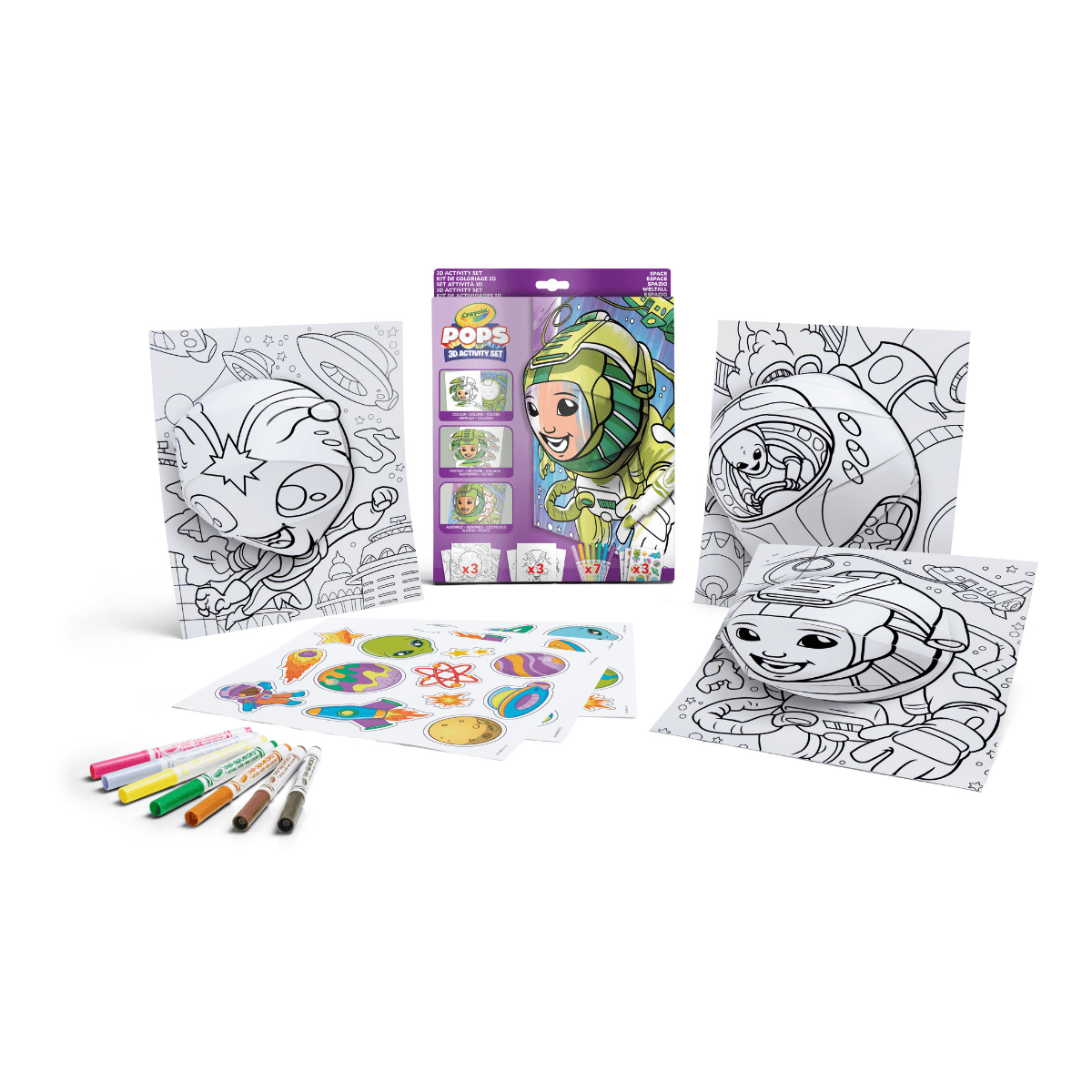 Crayola pops 3d activity set spazio e astronauti – colora e crea disegni tridimensionali - CRAYOLA