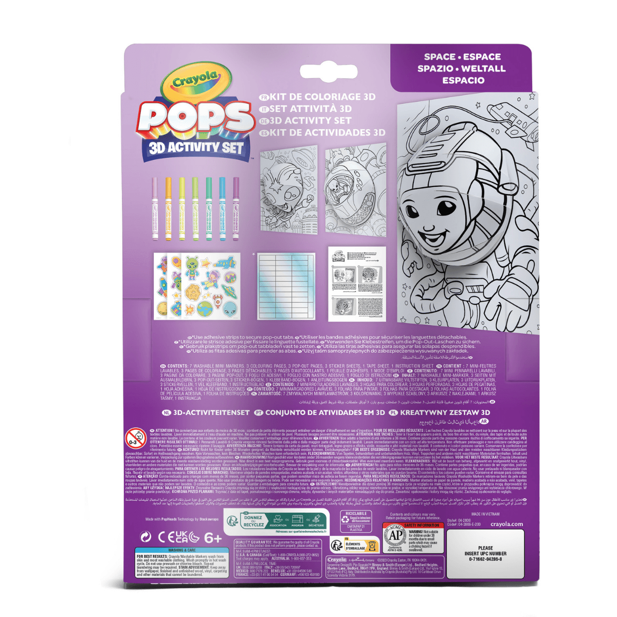 Crayola pops 3d activity set spazio e astronauti – colora e crea disegni tridimensionali - CRAYOLA
