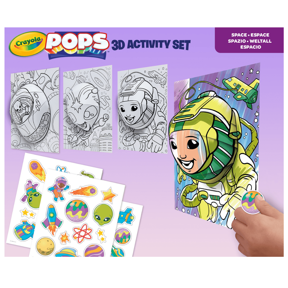 Crayola pops 3d activity set spazio e astronauti – colora e crea disegni tridimensionali - CRAYOLA