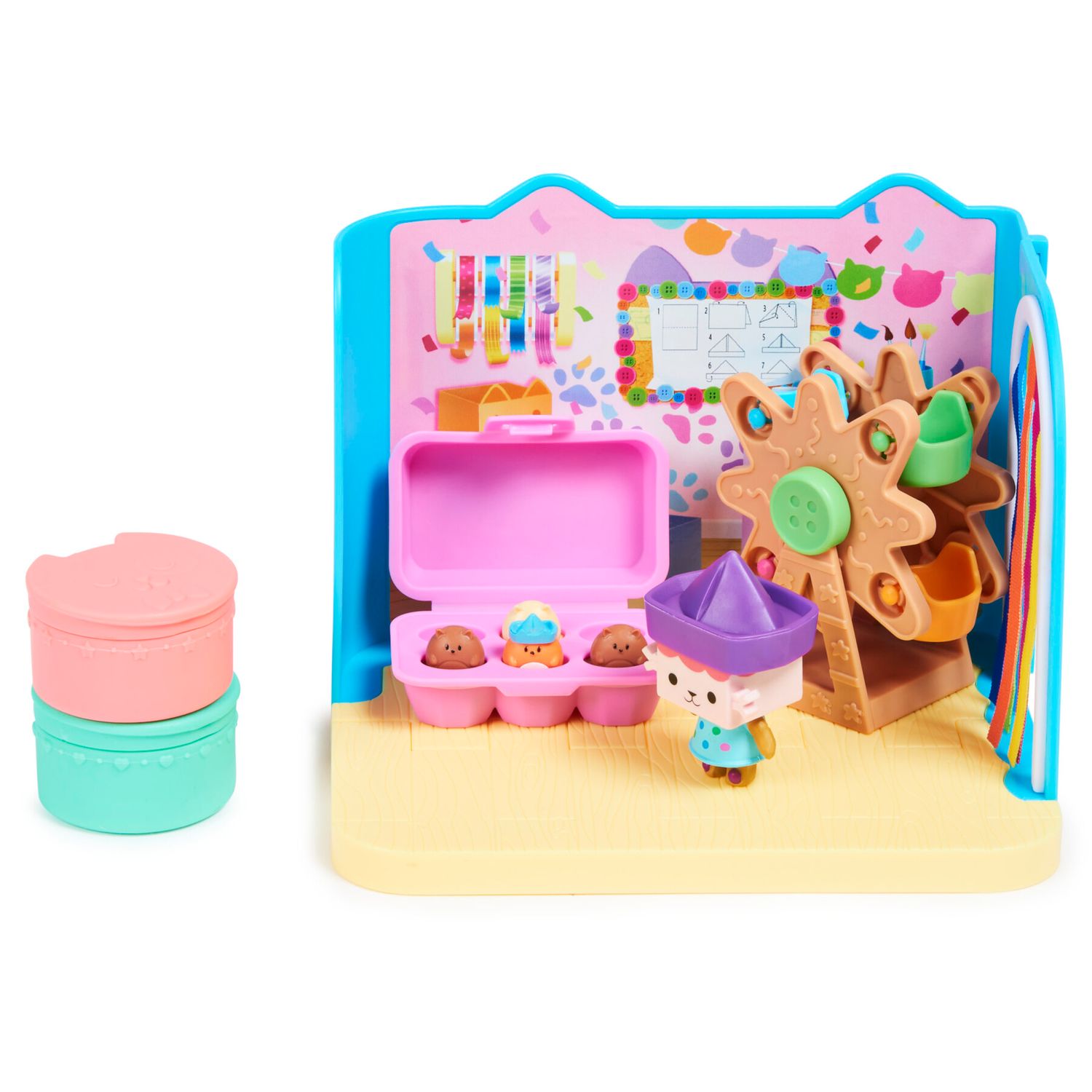 Gabby's dollhouse, stanza baby box craft-a-riffic con il personaggio gatto baby scatola, accessori, mobili e scatole con sorpresa, per bambini dai 3 anni in su - GABBY'S DOLLHOUSE