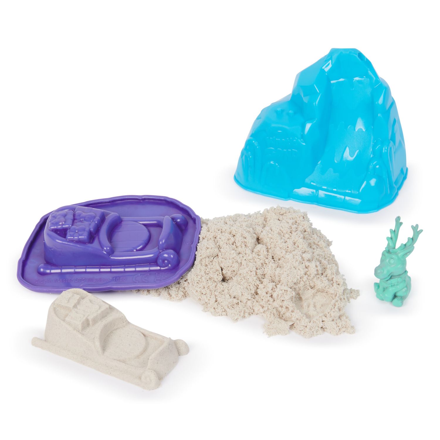 Giocattolo kinetic sand sorpresa nella neve, 128 g di sabbia da gioco bianca, personaggio con stampo per sabbia, contenitore per sabbia, giocattoli sensoriali per bambini dai 5 anni in su - KINETIC SAND