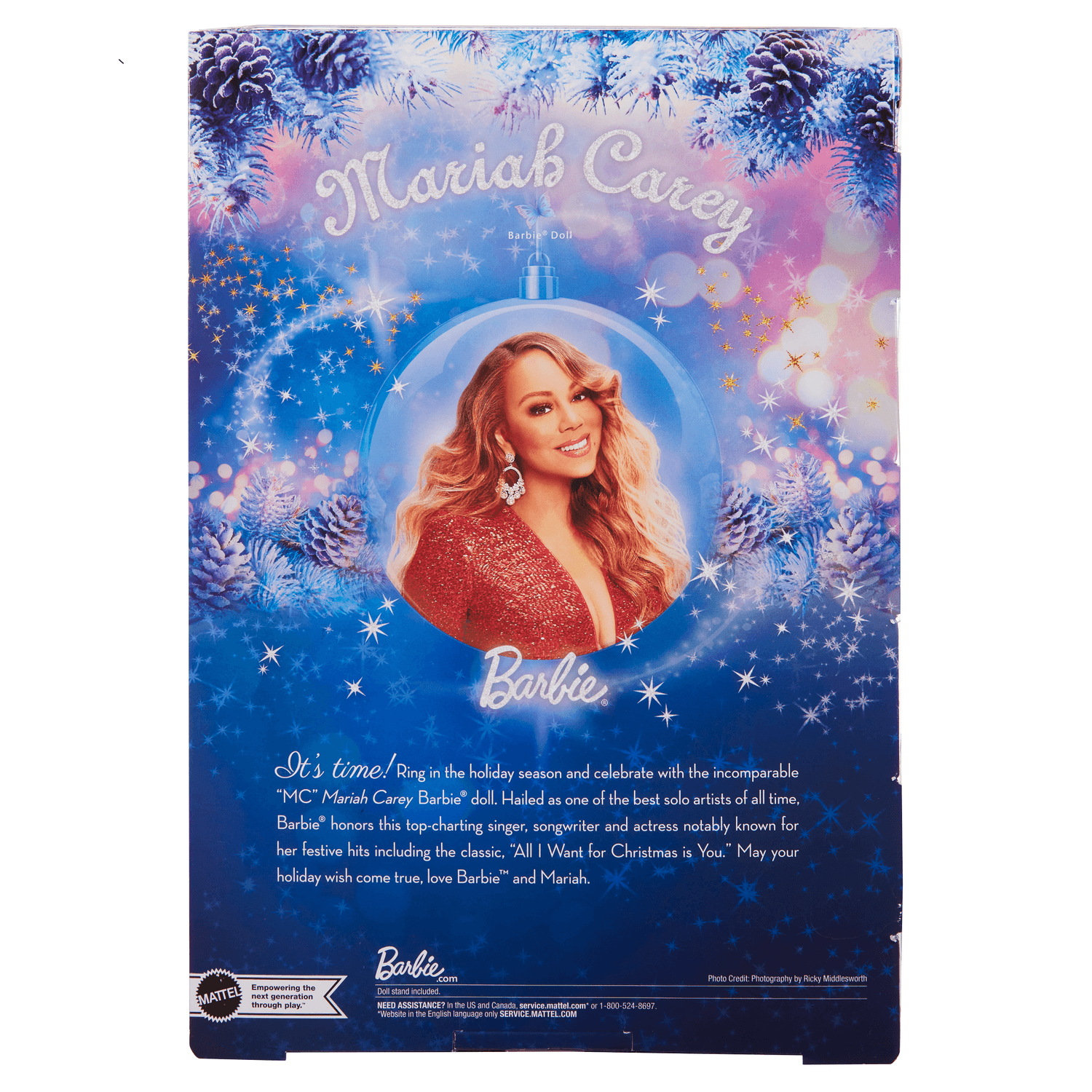 Barbie signature - mariah carey, bambola da collezione per celebrare il natale, con scintillante abito rosso e accessori argentati - Barbie