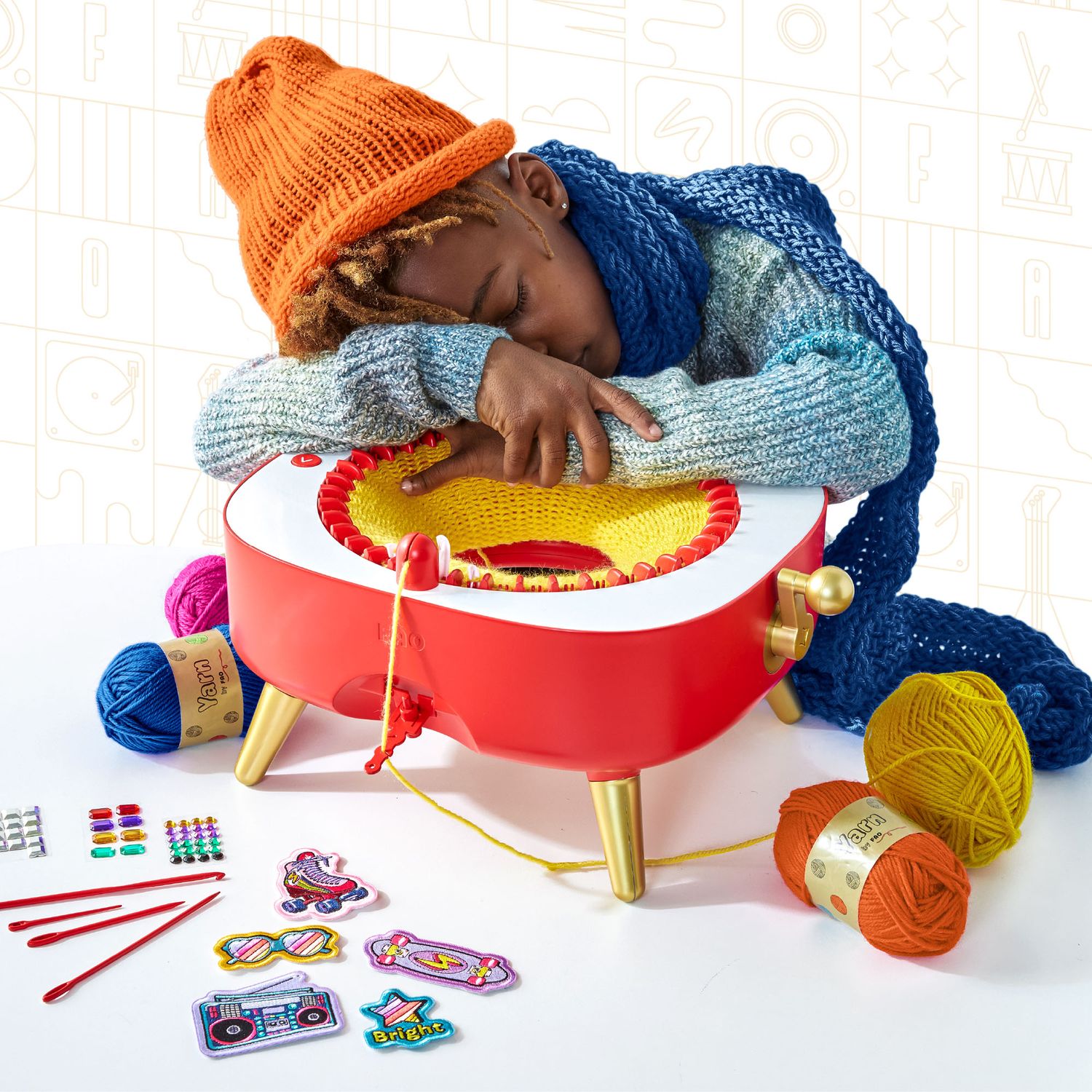 Set per cucire a maglia custome threads power knitting station - FAO Schwarz