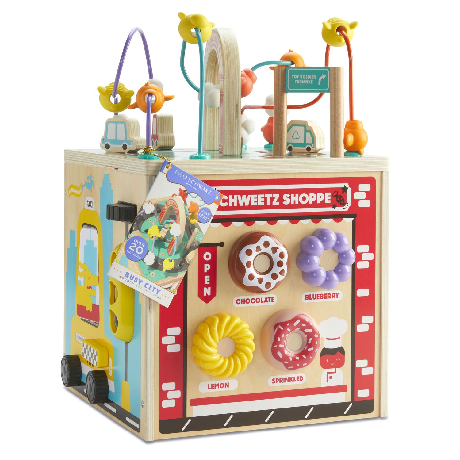 Cubo attività in legno busy city - FAO Schwarz
