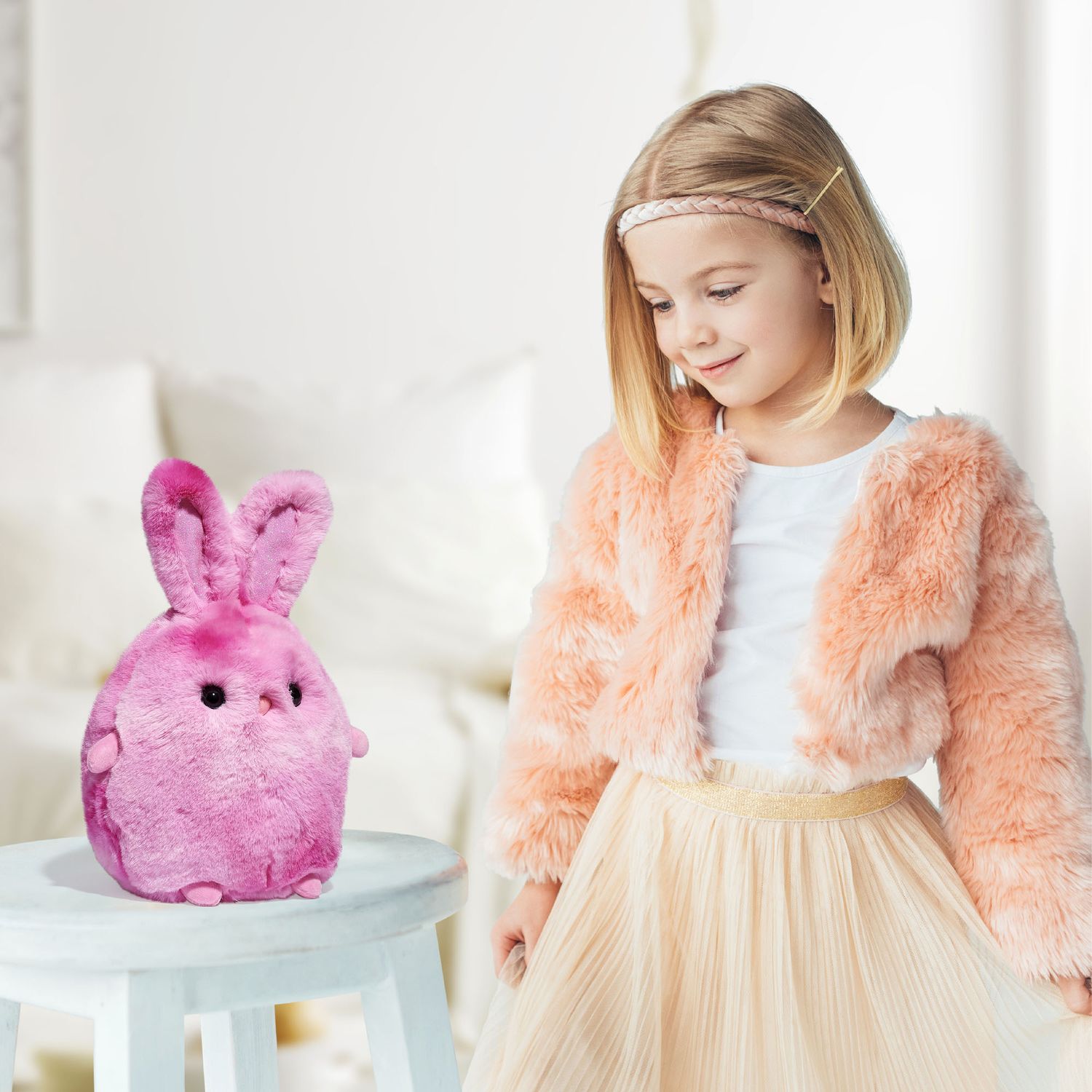 Coniglietto di peluche chibi rosa, 25 cm - FAO Schwarz