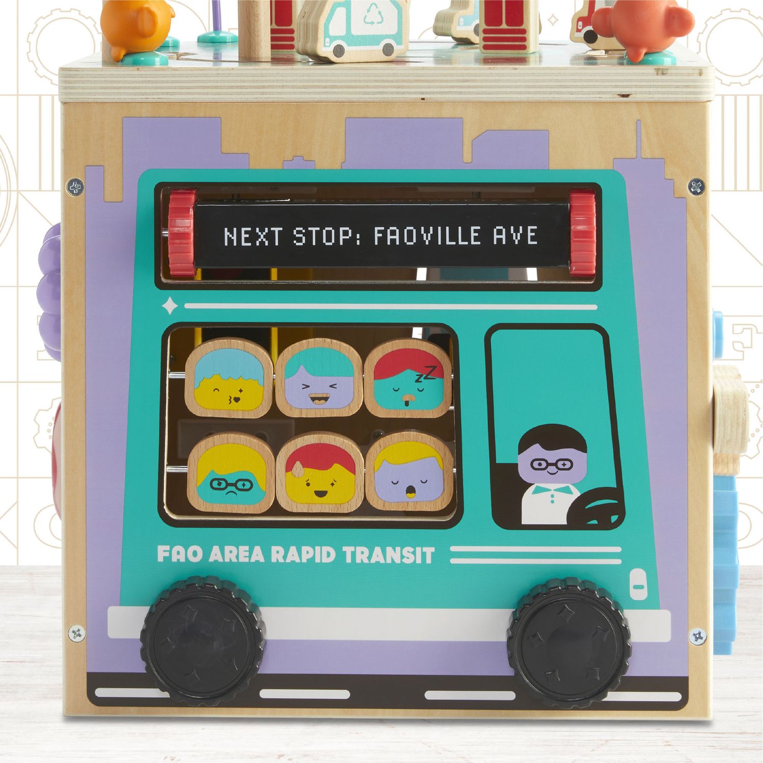 Cubo attività in legno busy city - FAO Schwarz
