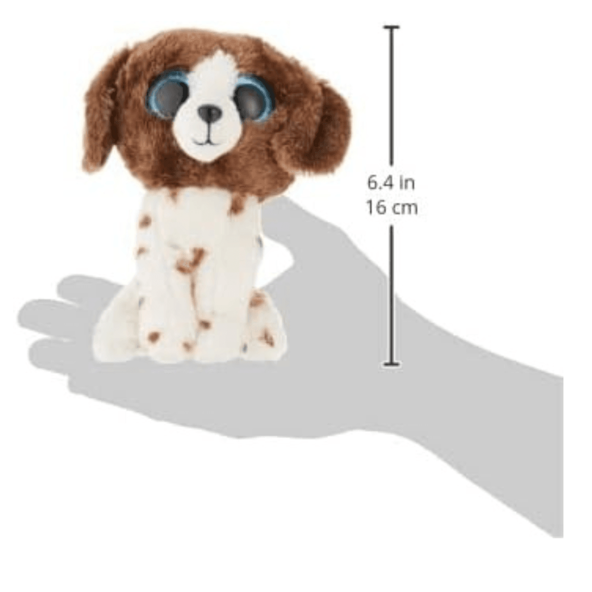 Ty - peluche - beanie boos - cane - muddles - bianco e marrone - cagnolino con occhioni azzurri glitter - il peluche con gli occhi grandi scintillanti - 15 cm - 36249 - TY