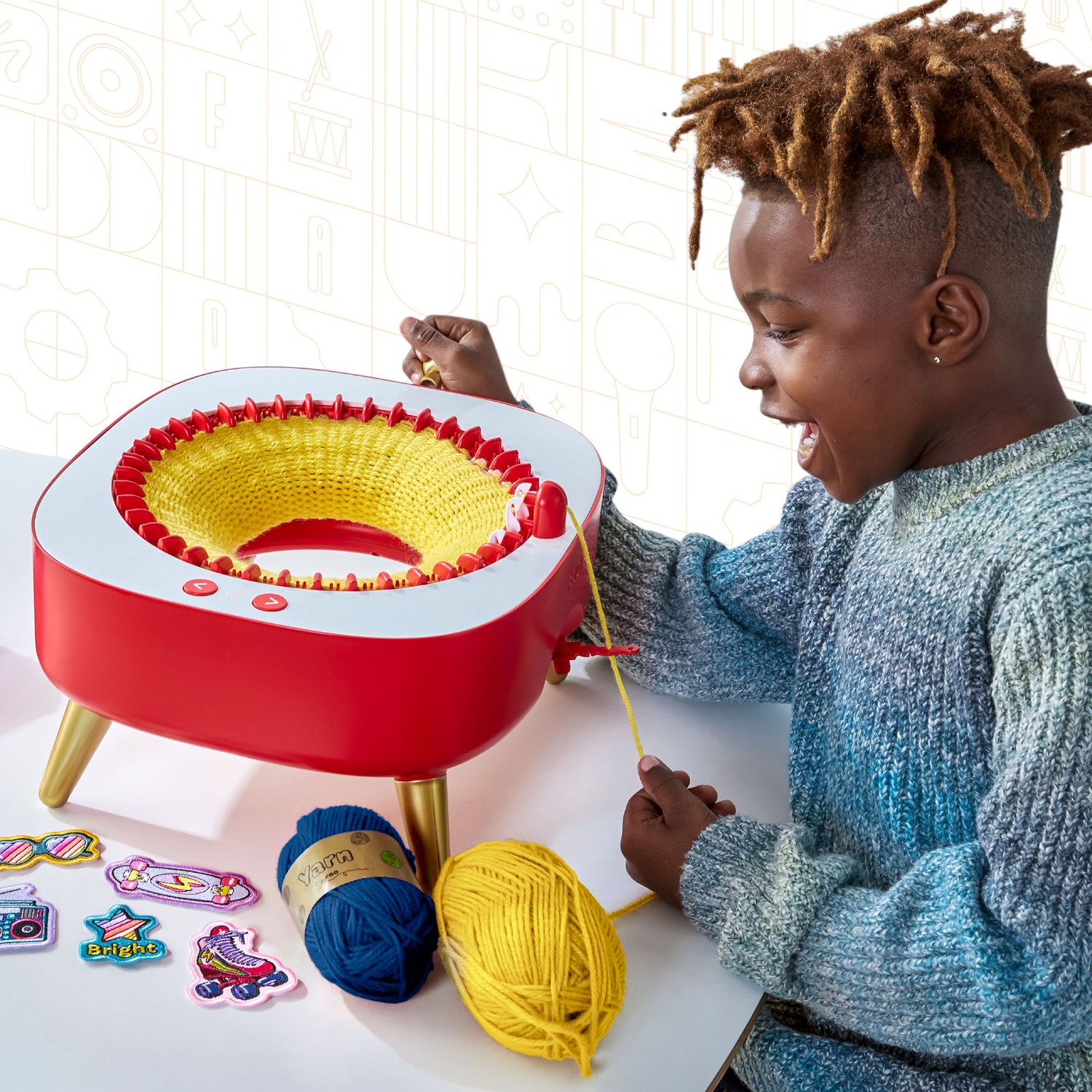 Set per cucire a maglia custome threads power knitting station - FAO Schwarz