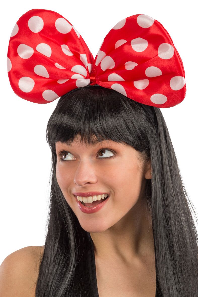 Cerchietto con fiocco rosso a pois con cavallotto - 