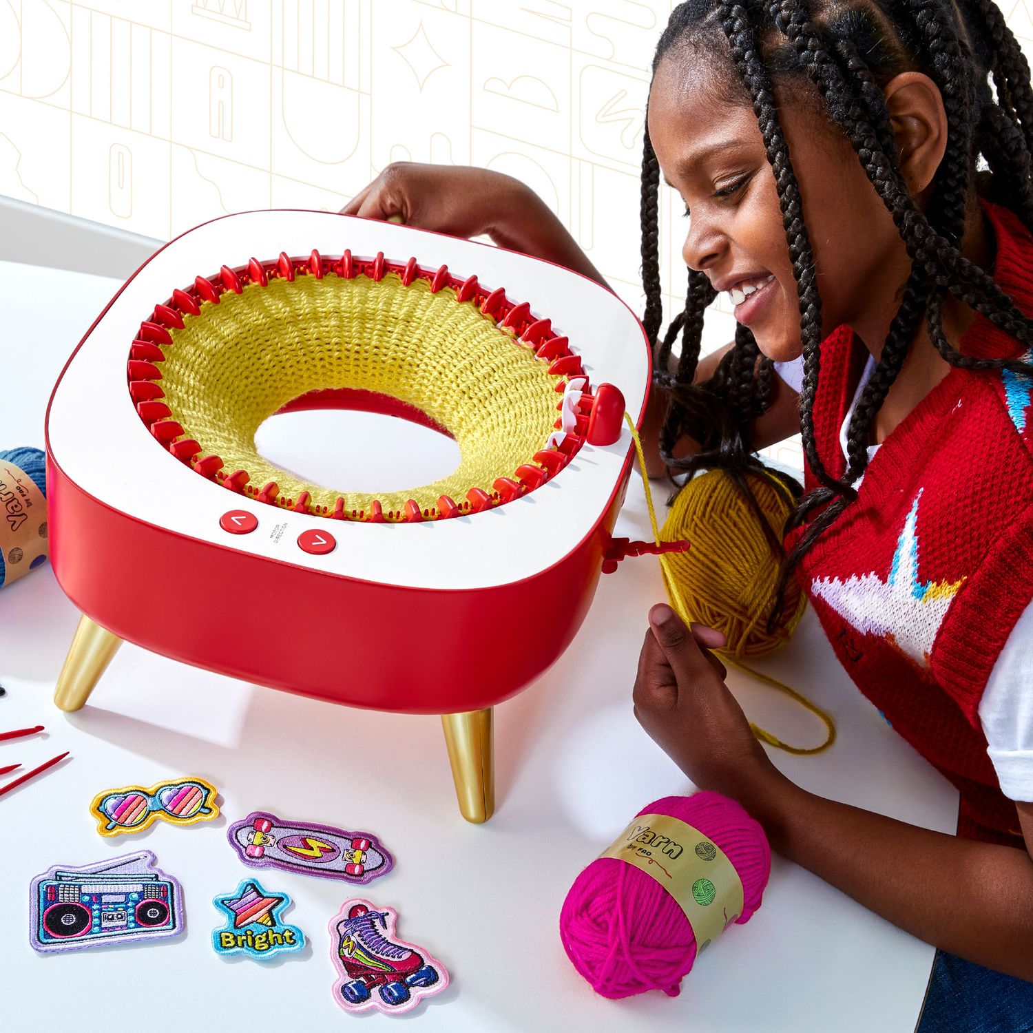 Set per cucire a maglia custome threads power knitting station - FAO Schwarz