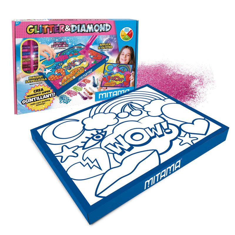 Glitter & diamond artist mitama, quadretto adesivo a4 c/pol. glitter + gemme - MITAMA