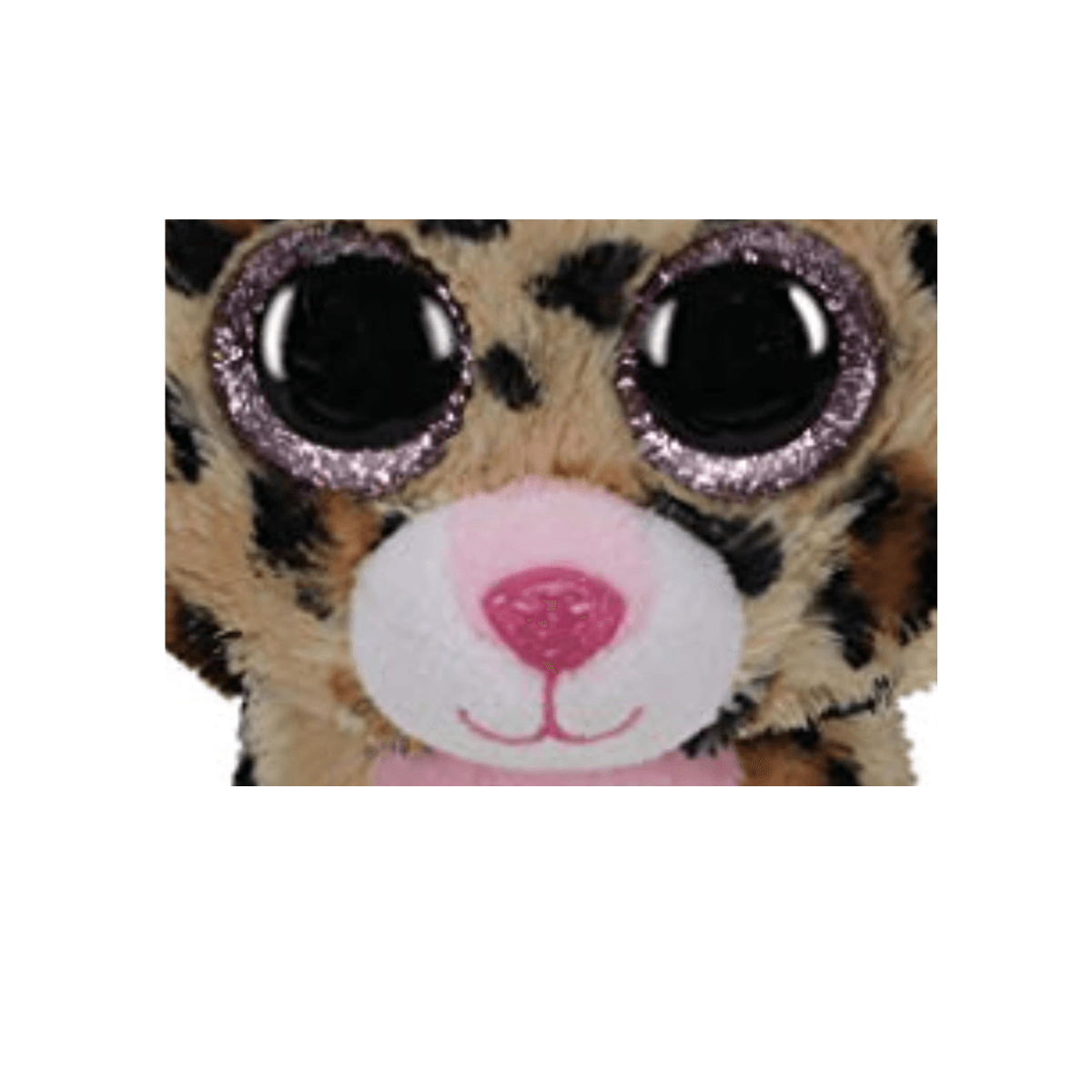 Ty - peluche - beanie boos - leopardo - livvie - marrone e nero - occhioni e orecchie rosa glitter - il peluche con gli occhi grandi scintillanti - 15 cm - 36367 - TY