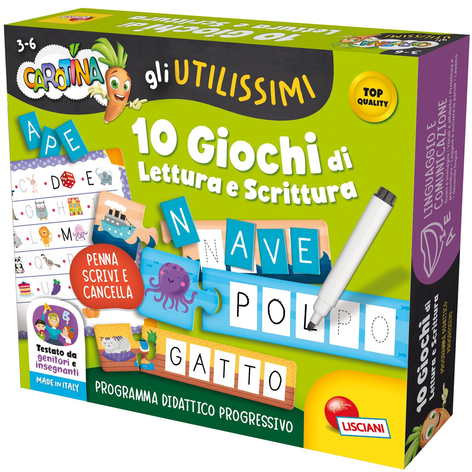 Carotina gli utilissimi 10 giochi di lettura e scrittura - LISCIANI