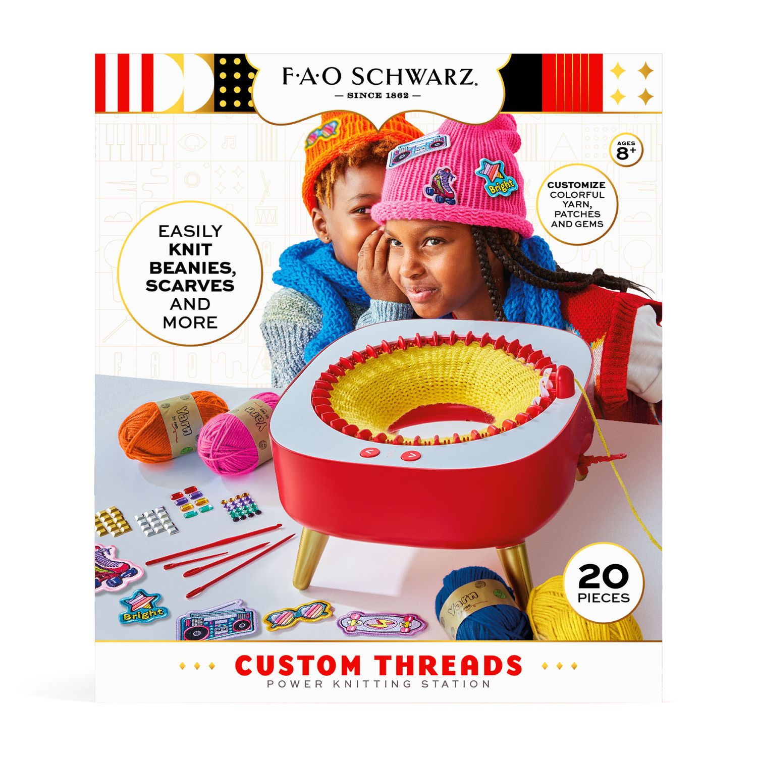 Set per cucire a maglia custome threads power knitting station - FAO Schwarz