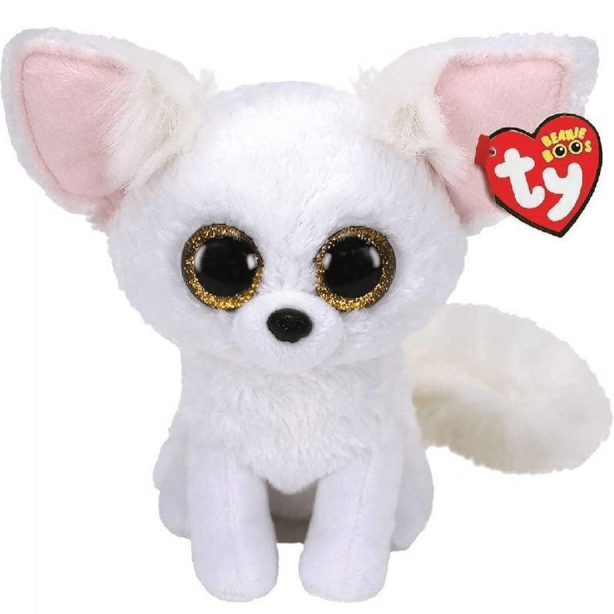 Ty - peluche - beanie boos - volpe - phoenix - bianco - occhi dorati grandi e glitter - il pupazzo con gli occhi grandi scintillanti - 15 cm - 36225 - TY