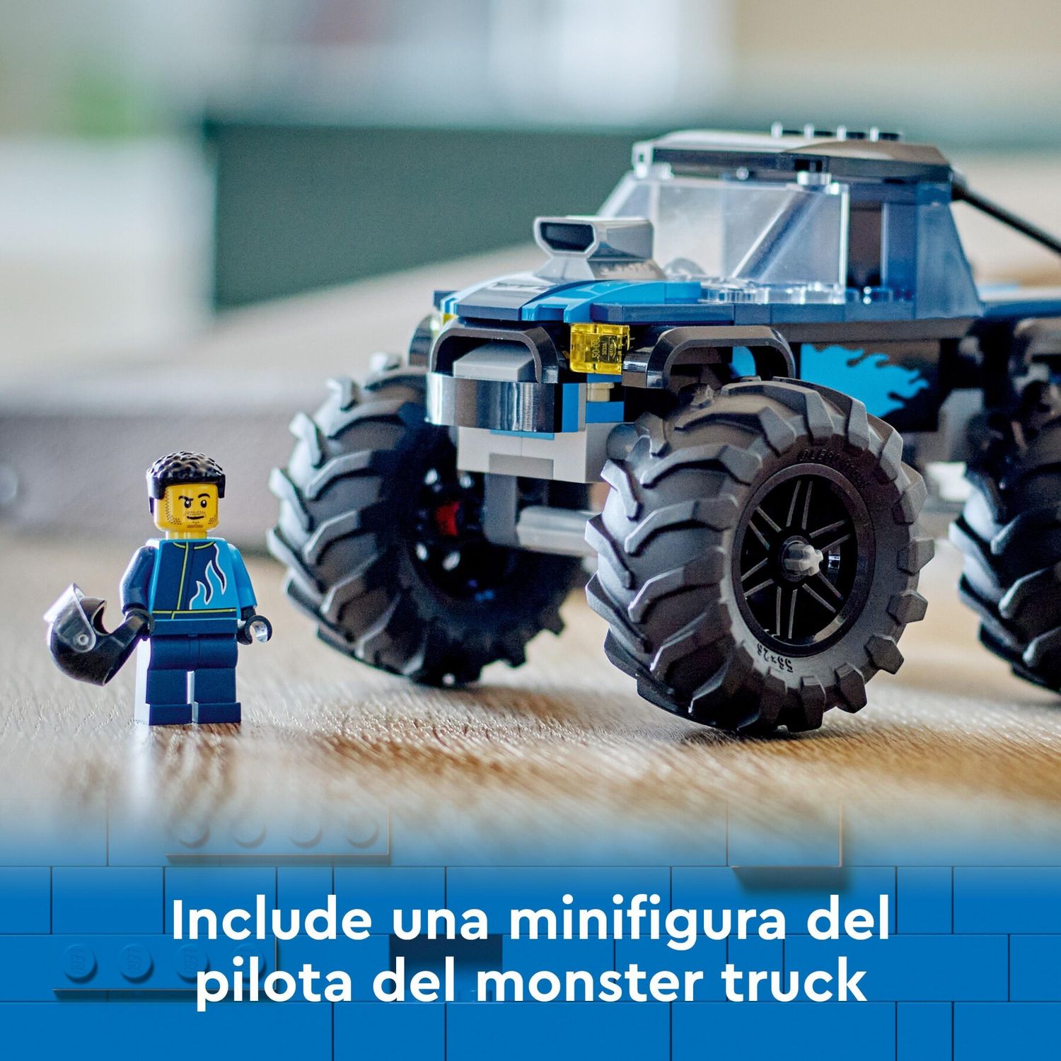 Lego city 60402 monster truck blu, veicolo giocattolo fuoristrada, giochi per bambini di 5+ anni con minifigure del pilota - LEGO CITY, Lego