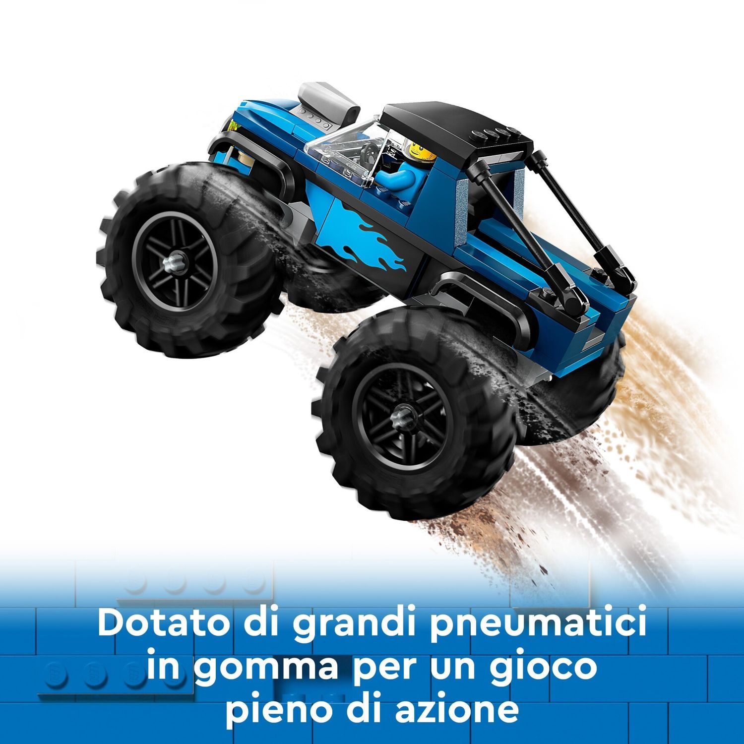 Lego city 60402 monster truck blu, veicolo giocattolo fuoristrada, giochi per bambini di 5+ anni con minifigure del pilota - LEGO CITY, Lego