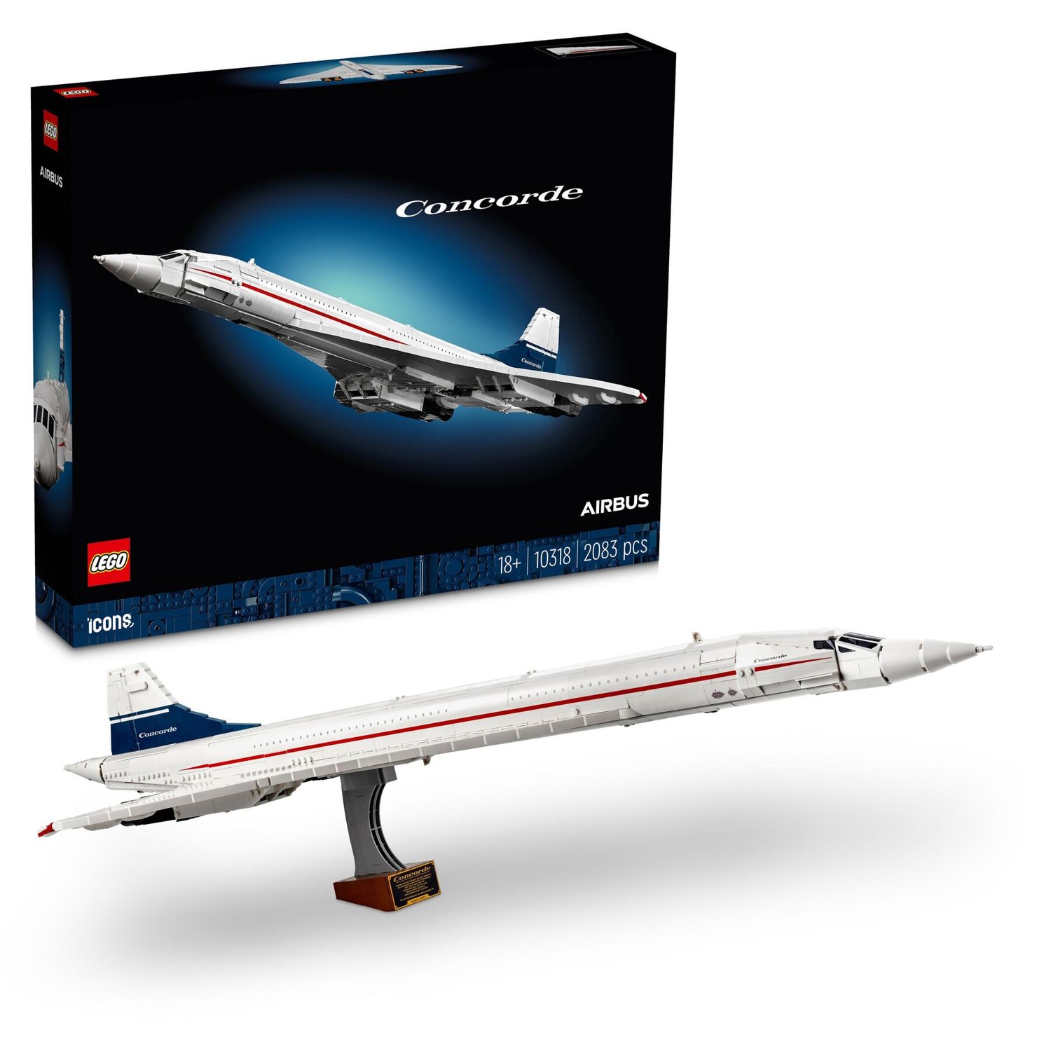 Lego icons 10318 concorde kit modellismo da costruire per adulti, iconico modellino di aereo passeggeri, regalo uomo o donna - Lego, LEGO ICONS