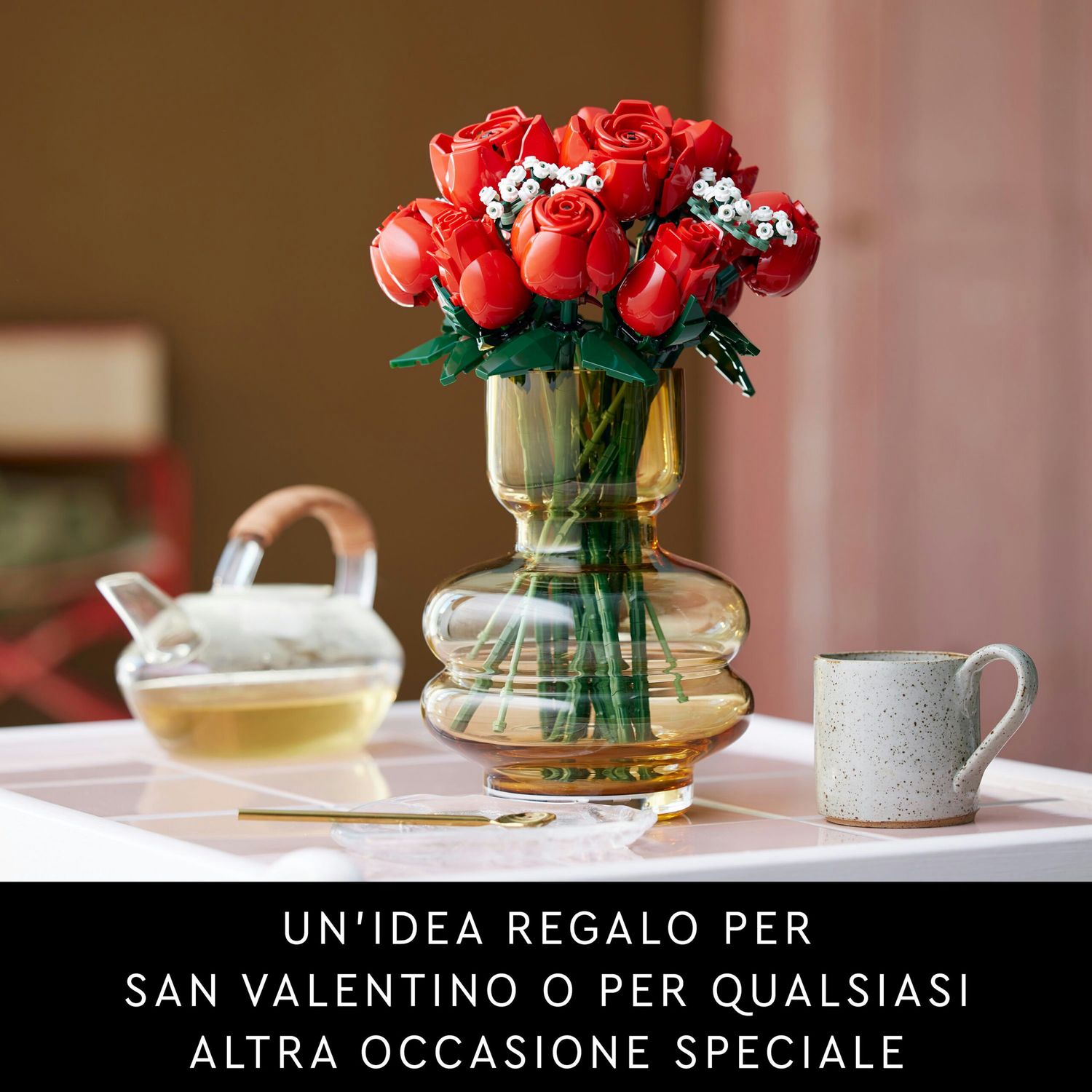 Lego icons 10328 bouquet di rose, set fiori finti per adulti, decorazione casa, idea regalo per lei o lui, collezione botanica - LEGO ICONS BOTANICAL, Lego, LEGO ICONS