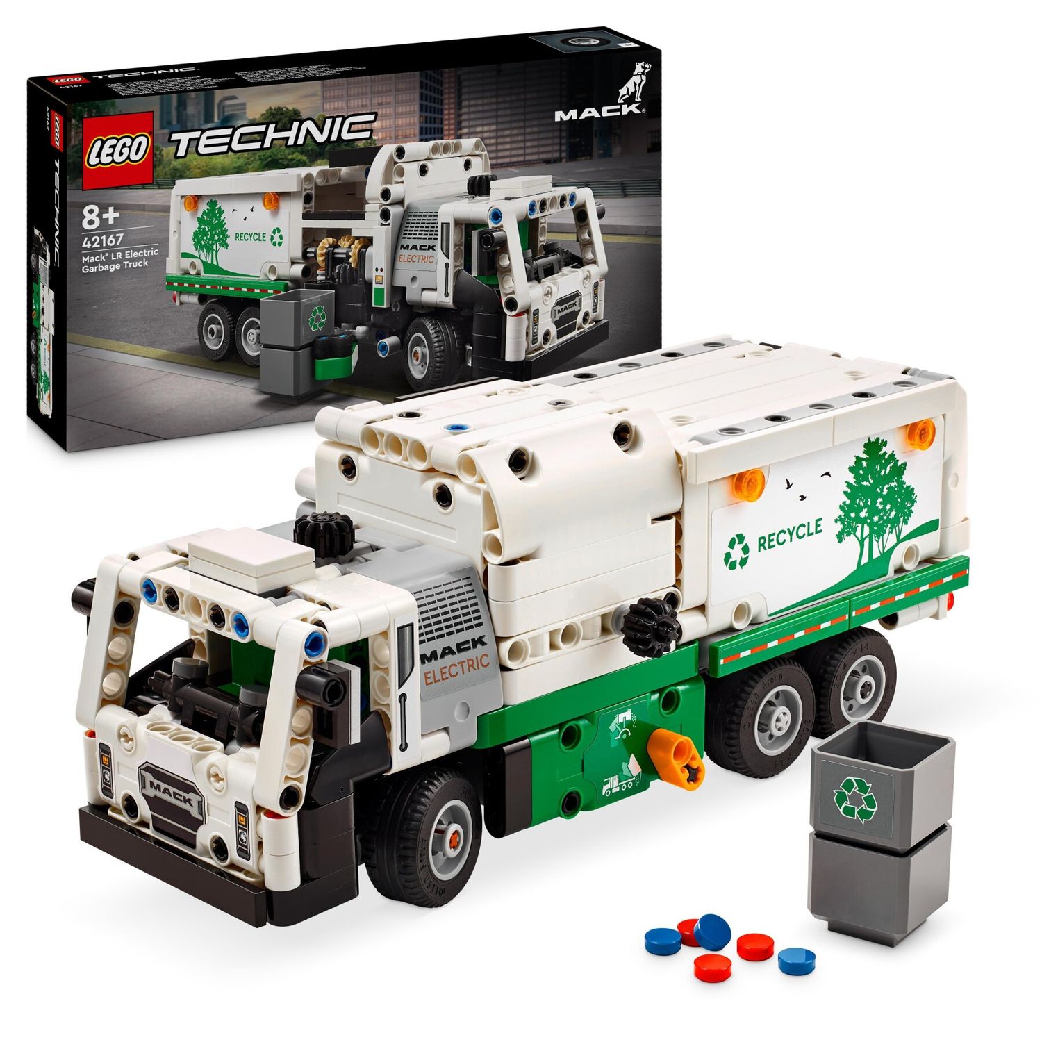 Lego technic 42167 camion della spazzatura mack lr electric, veicolo giocattolo raccolta rifiuti, gioco per bambini 8+ anni - LEGO TECHNIC, Lego