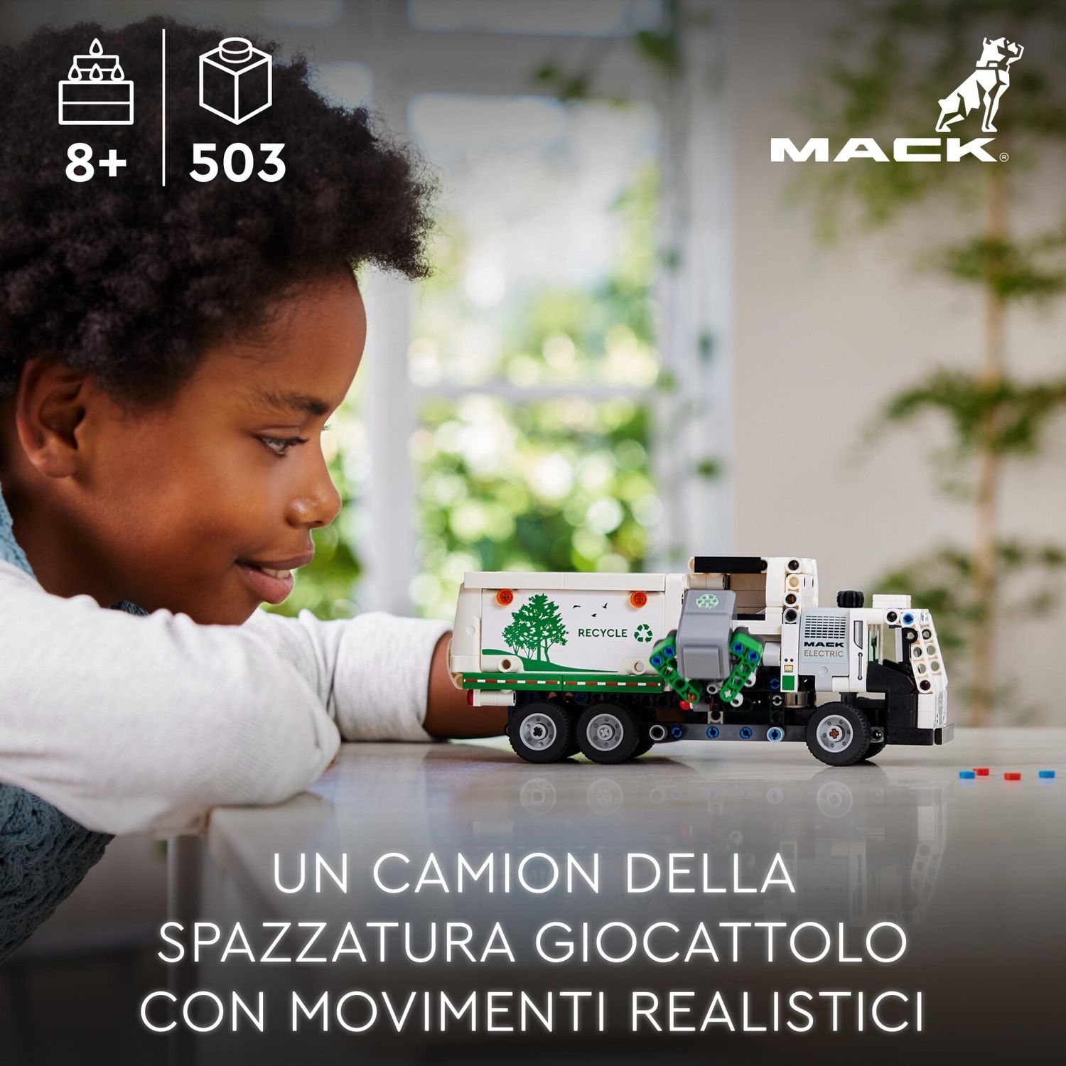 Lego technic 42167 camion della spazzatura mack lr electric, veicolo giocattolo raccolta rifiuti, gioco per bambini 8+ anni - LEGO TECHNIC, Lego