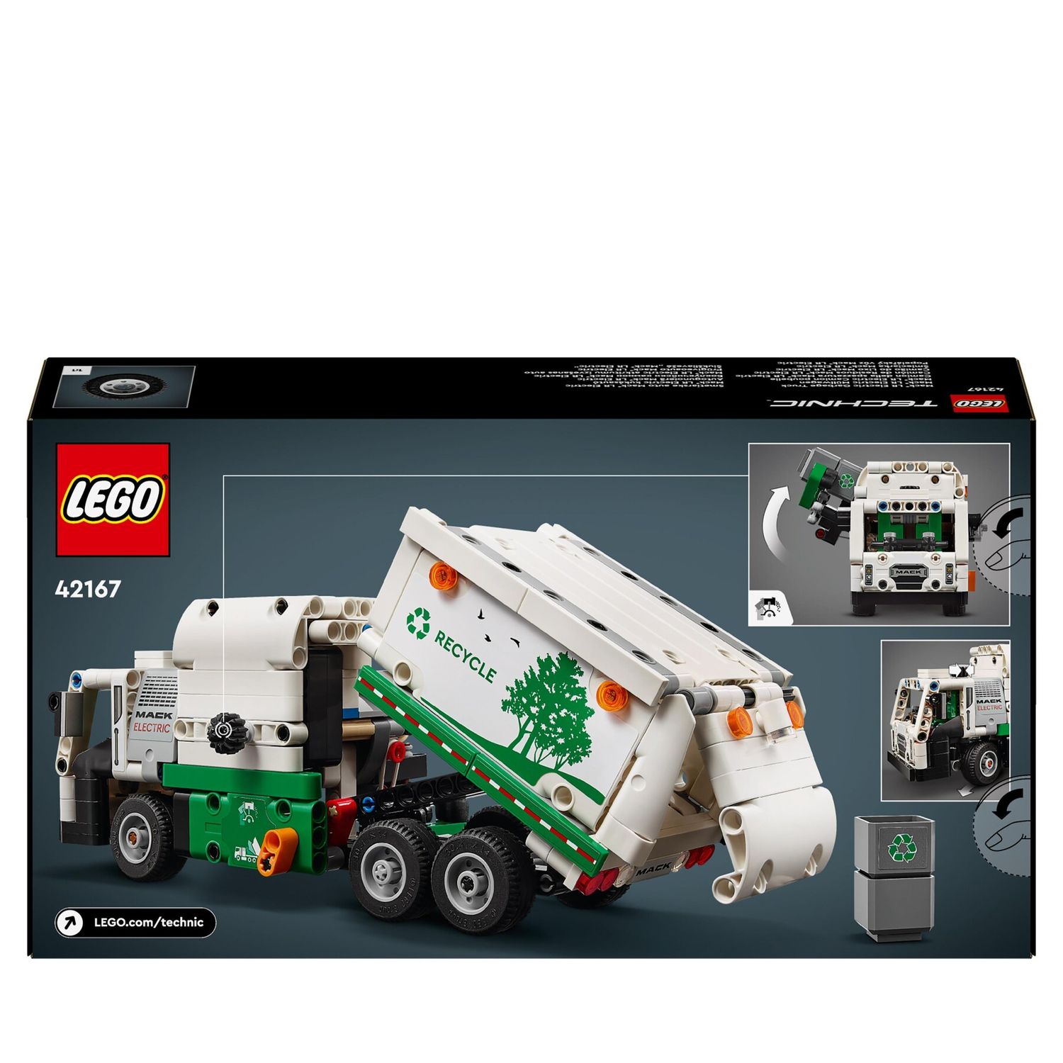 Lego technic 42167 camion della spazzatura mack lr electric, veicolo giocattolo raccolta rifiuti, gioco per bambini 8+ anni - LEGO TECHNIC, Lego