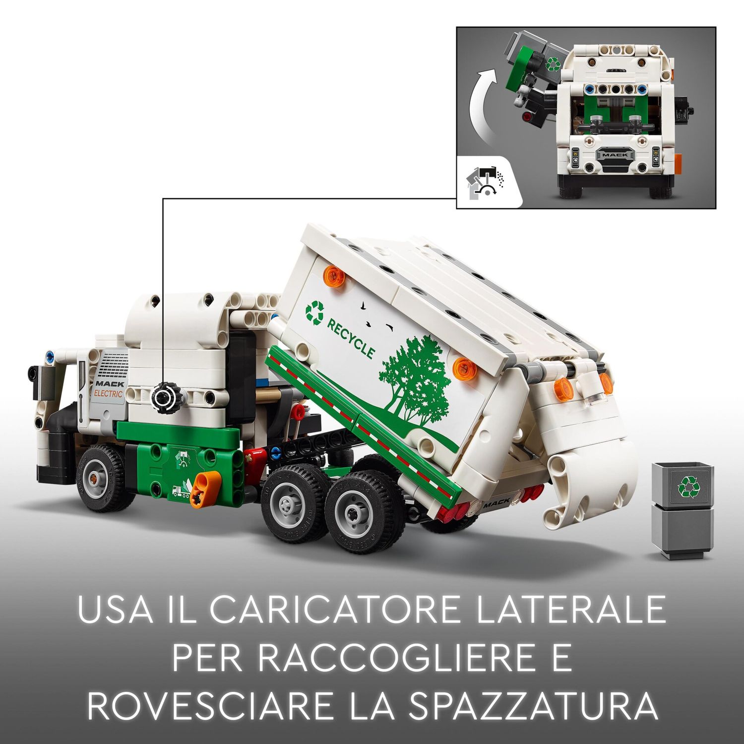 Lego technic 42167 camion della spazzatura mack lr electric, veicolo giocattolo raccolta rifiuti, gioco per bambini 8+ anni - LEGO TECHNIC, Lego