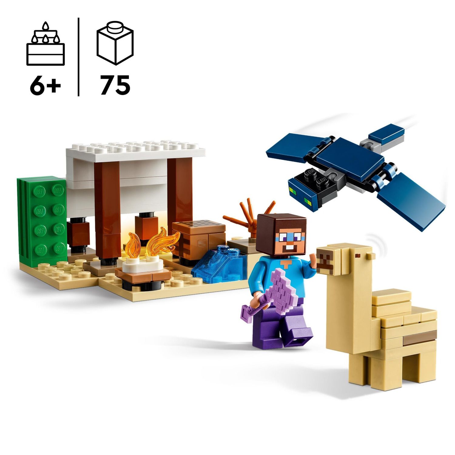 Lego minecraft 21251 spedizione di steve nel deserto, gioco per bambini di 6+ anni, bioma con casa giocattolo e personaggi - MINECRAFT, Lego
