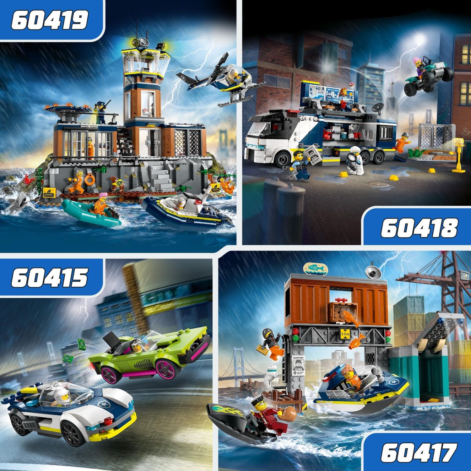 Lego city 60415 inseguimento della macchina da corsa, 2 modellini di auto della polizia, giocattolo per bambini di 6+ anni - LEGO CITY, Lego