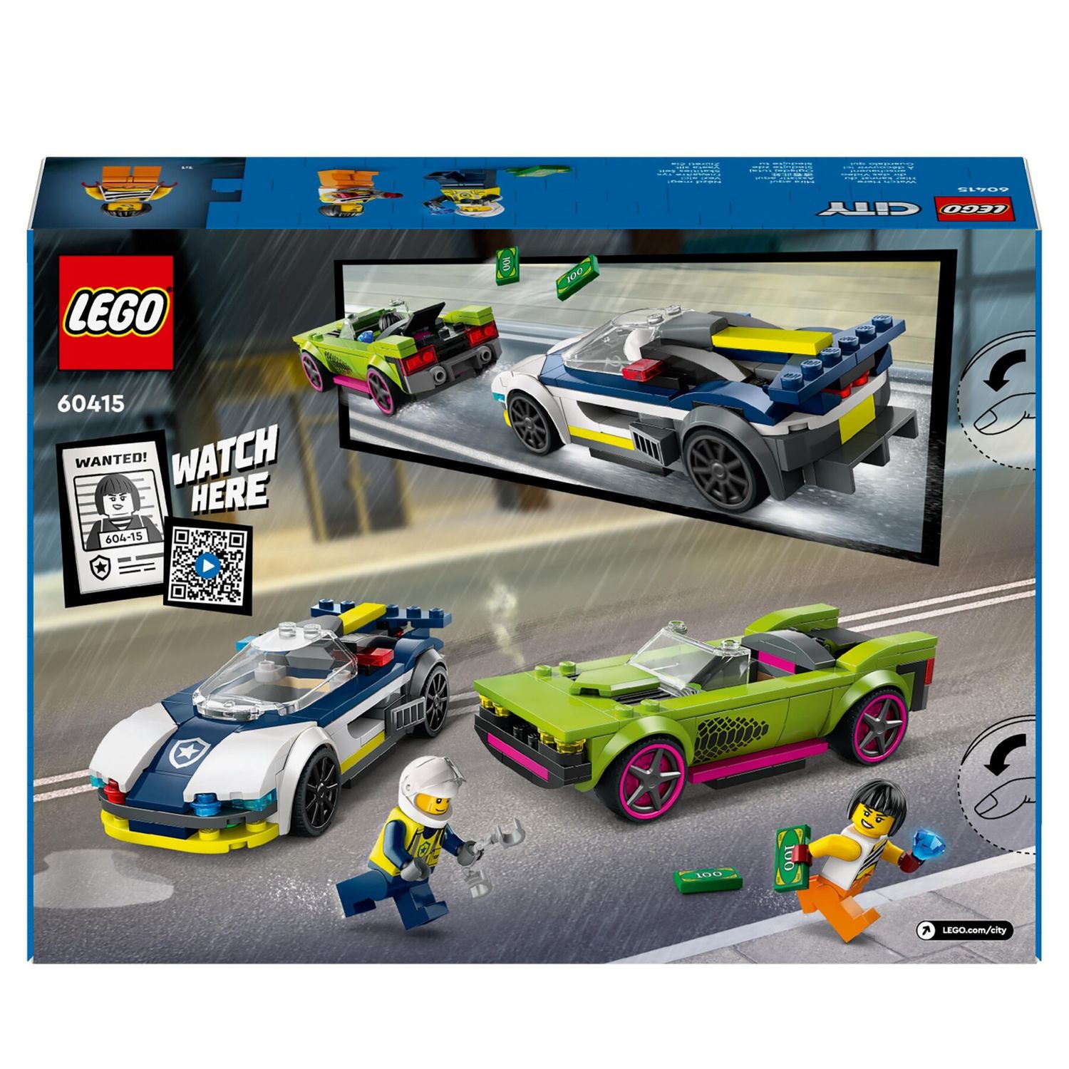 Lego city 60415 inseguimento della macchina da corsa, 2 modellini di auto della polizia, giocattolo per bambini di 6+ anni - LEGO CITY, Lego