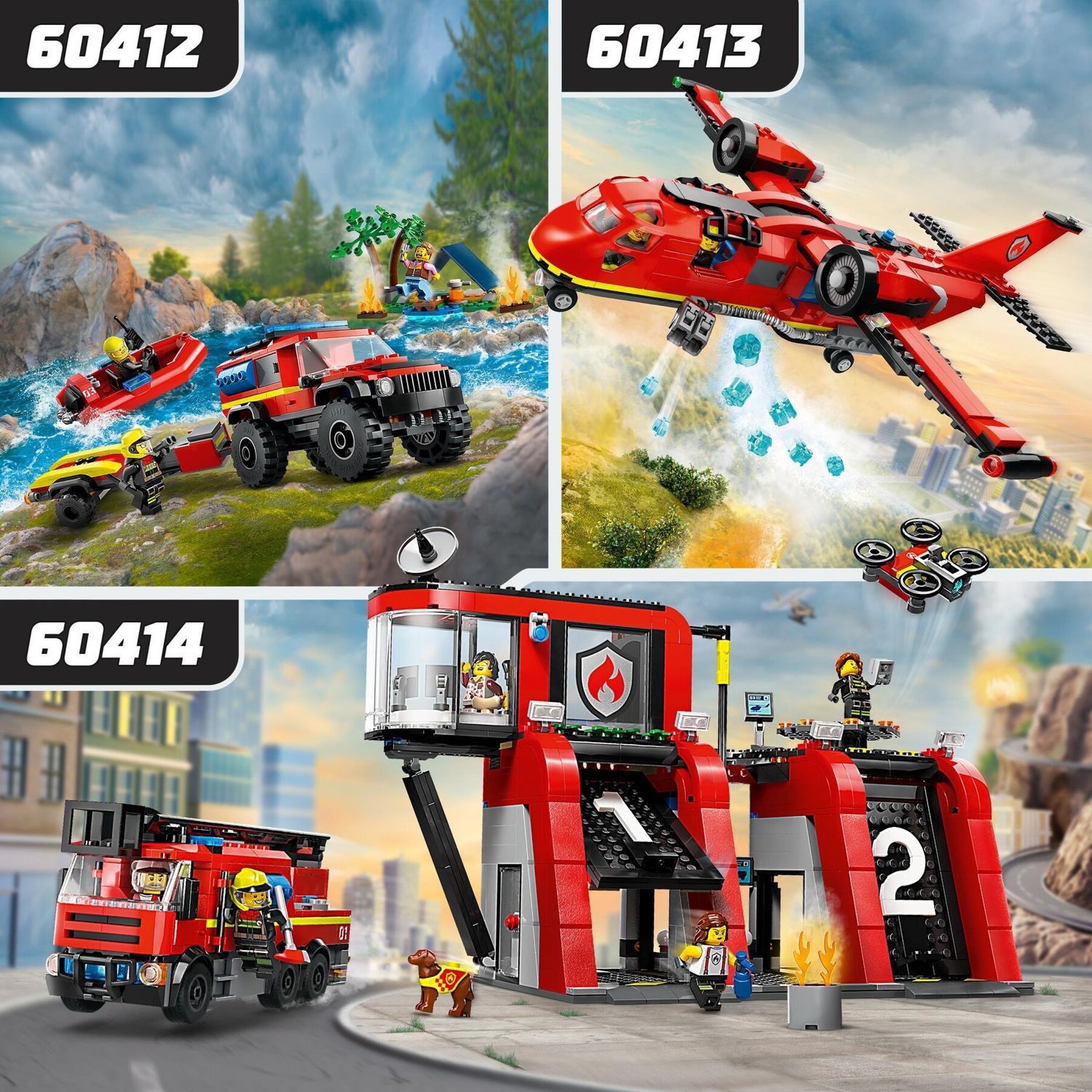 Lego city 60412 fuoristrada antincendio e gommone di salvataggio, camion dei pompieri giocattolo, giochi per bambini 5+ anni - LEGO CITY, Lego