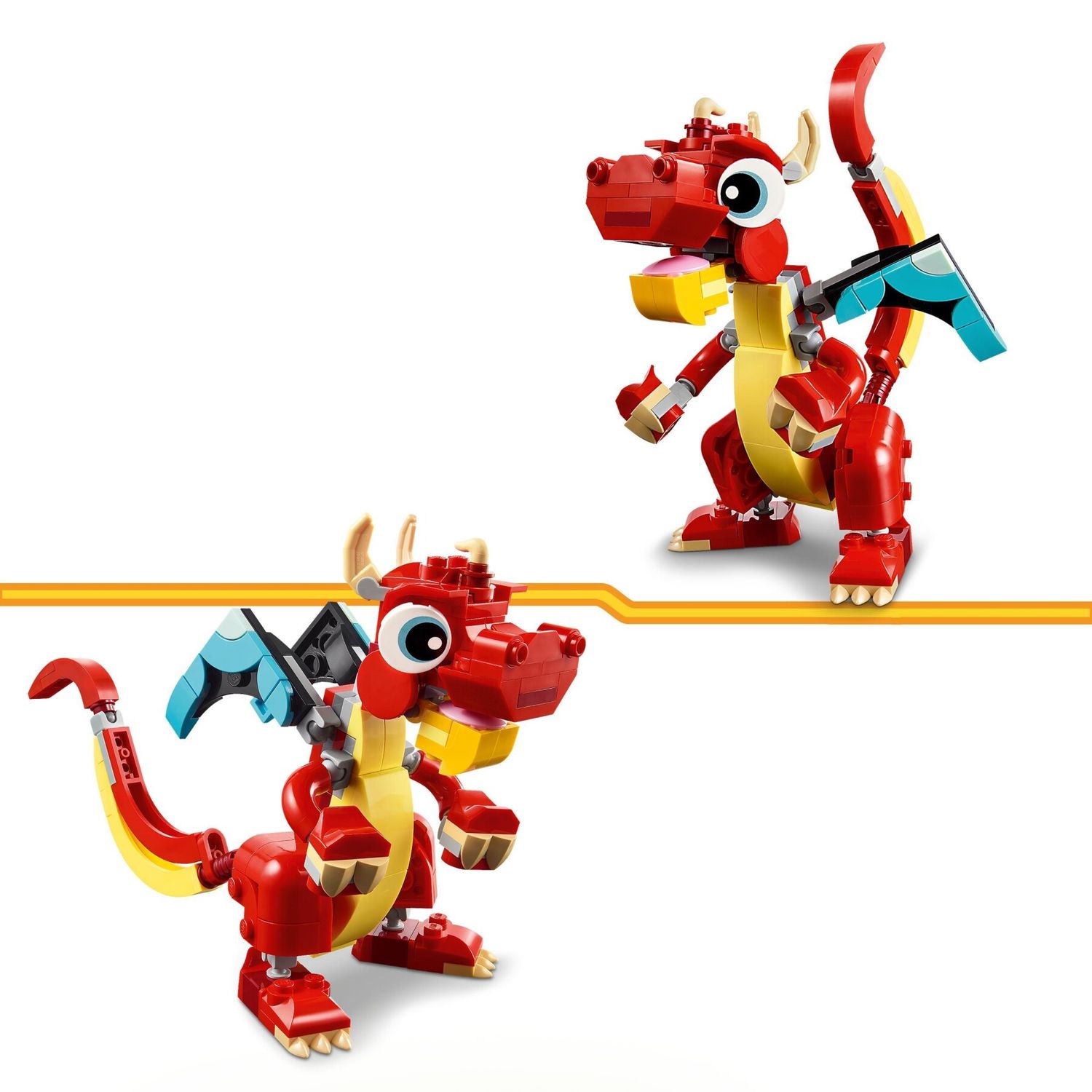 Lego creator 31145 3in1 drago rosso, giochi per bambini di 6+ anni, action figure ricostruibile in pesce e fenice giocattolo - LEGO CREATOR, Lego
