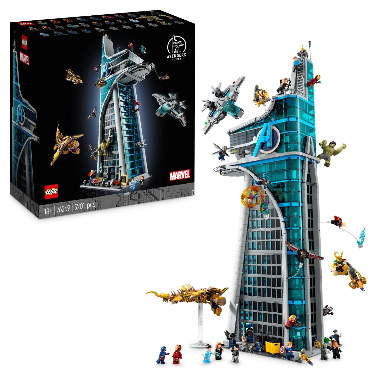 Lego marvel 76269 torre degli avengers, kit modellismo per adulti con modellino di aereo e 31 minifigure, regalo uomo o donna - LEGO SUPER HEROES, Avengers, Lego, MARVEL