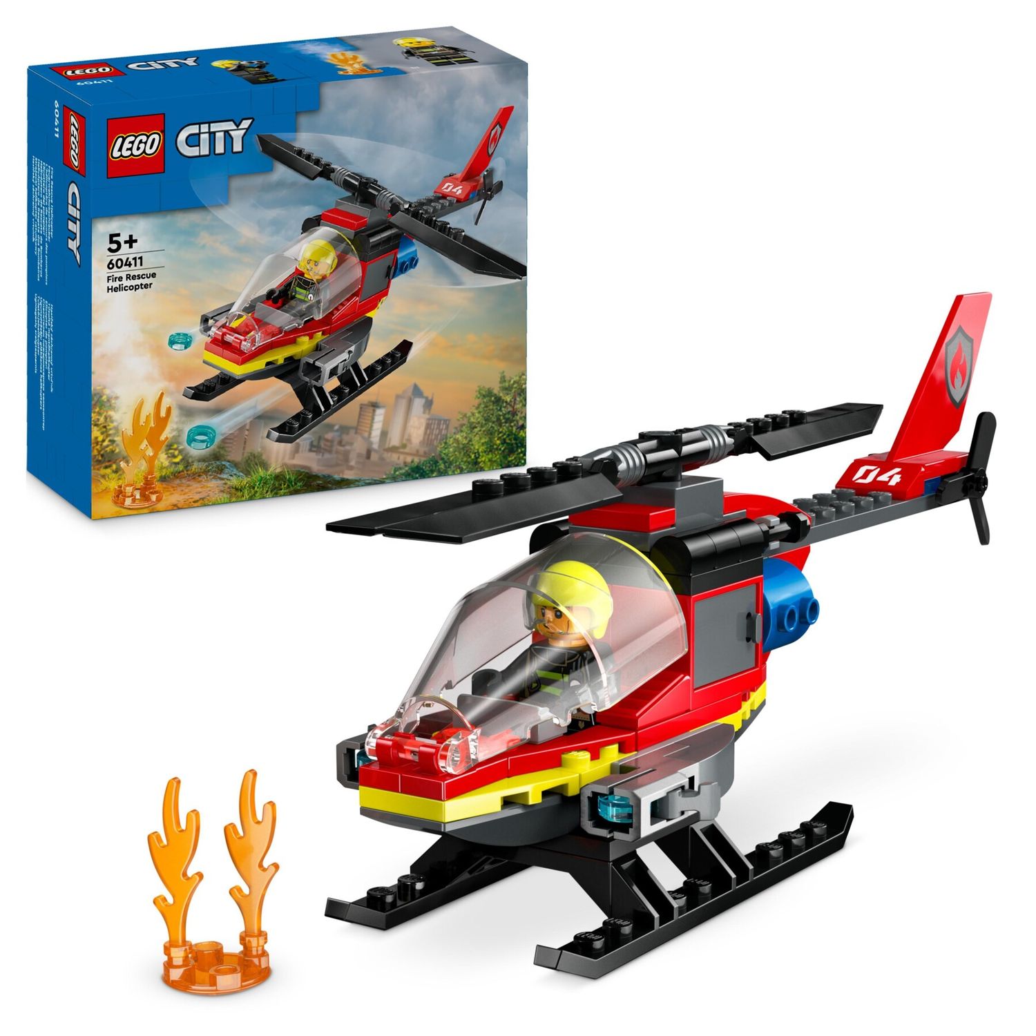 Lego city 60411 elicottero dei pompieri, veicolo giocattolo con 2 elementi lancia-acqua e minifigure, giochi per bambini 5+ - LEGO CITY, Lego